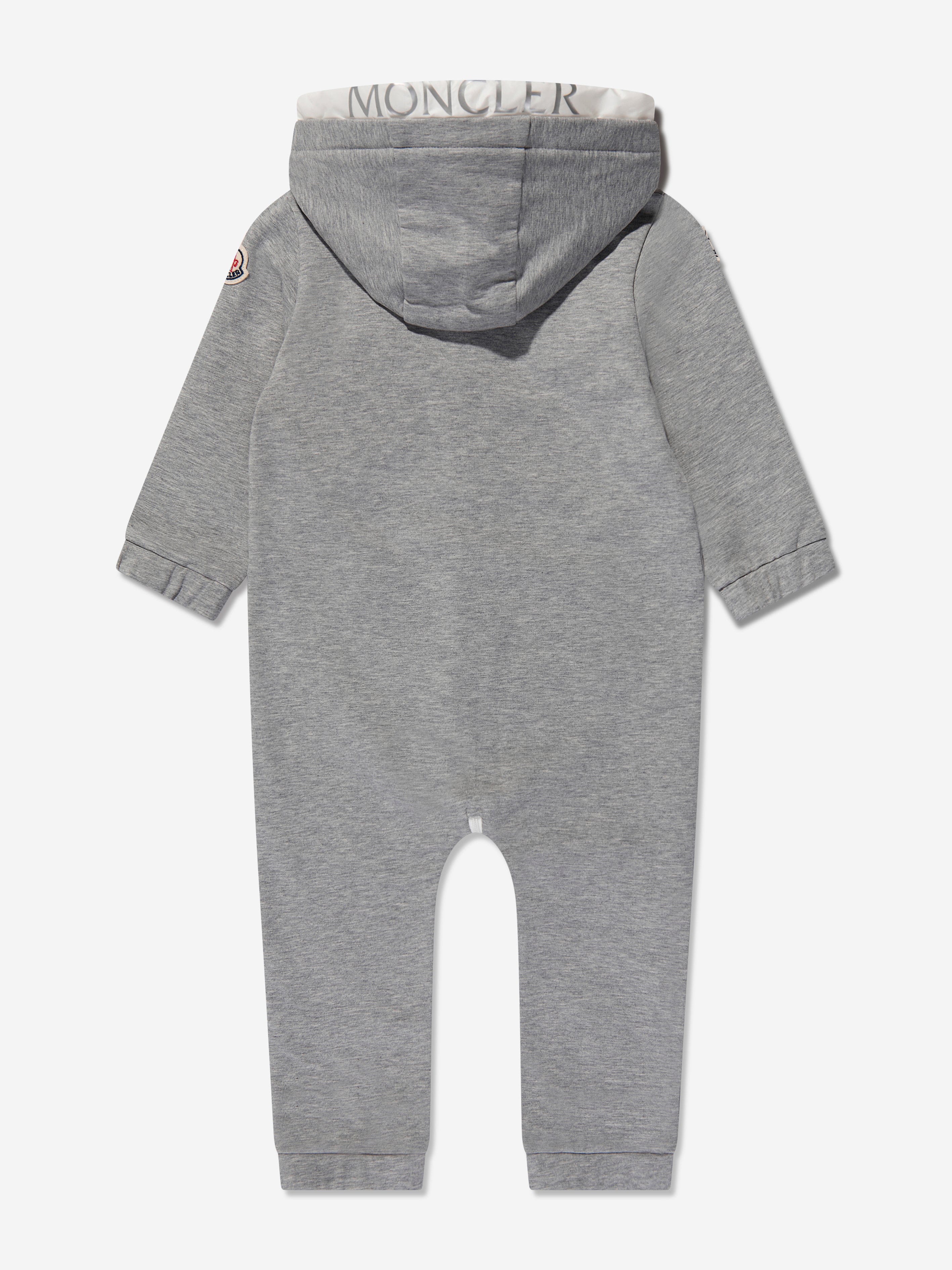 Moncler Enfant Baby Hooded Romper in Grey