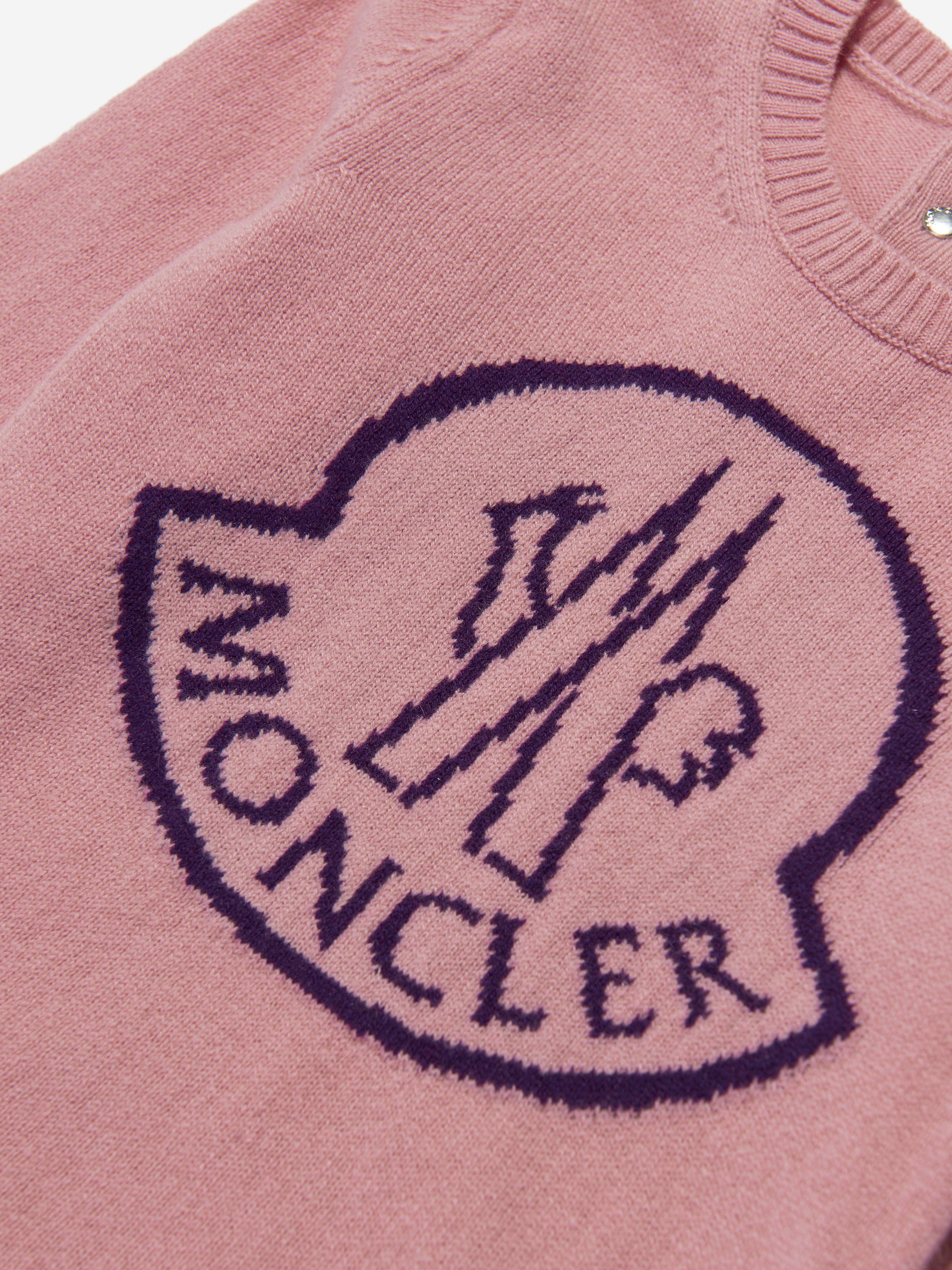 Moncler Enfant Baby Girls Knitted Logo Dress in Pink