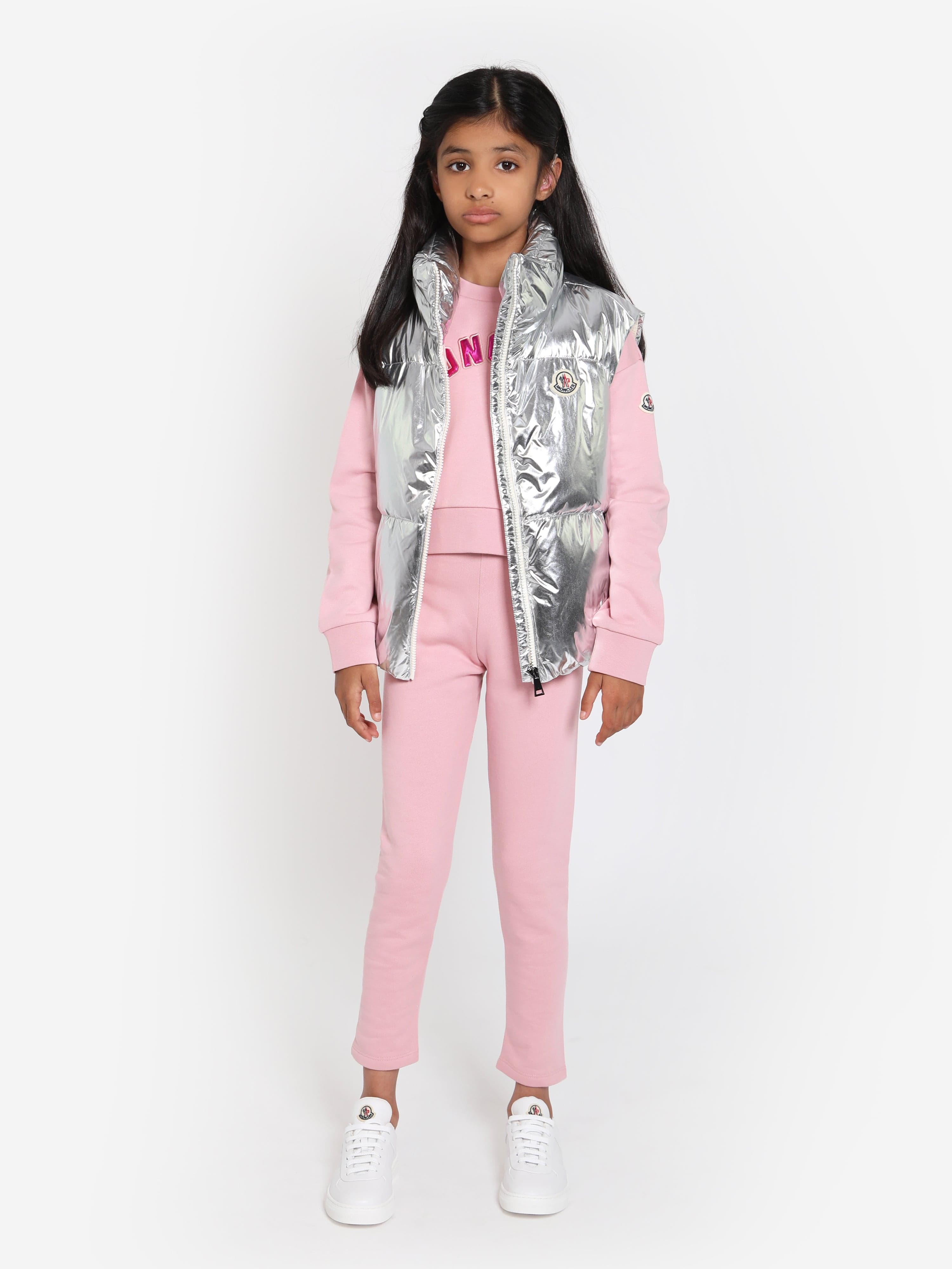 Moncler Enfant Girls Down Padded Blavet Gilet in Silver