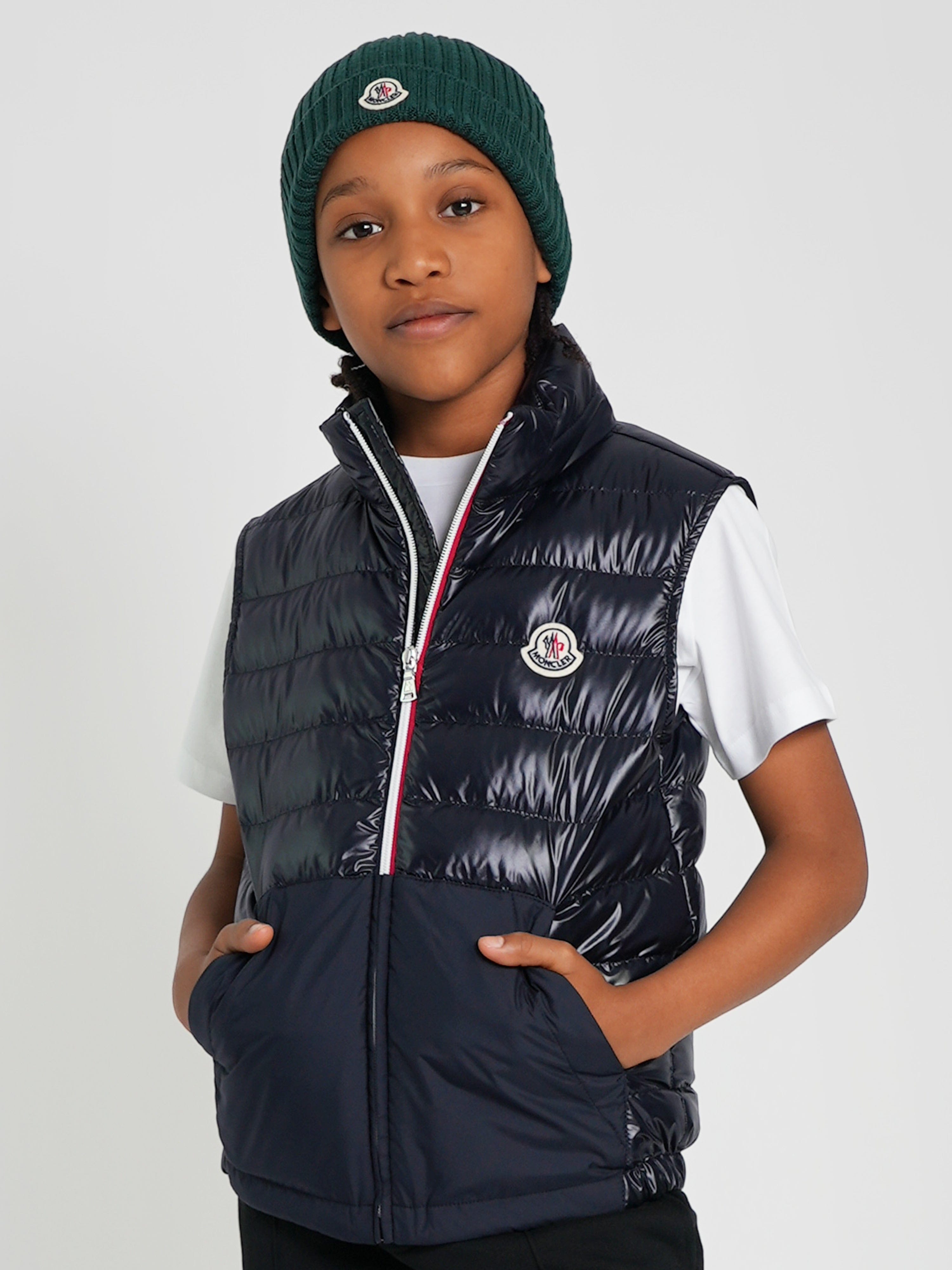 Moncler Enfant Boys Down Padded Apatou Gilet in Navy