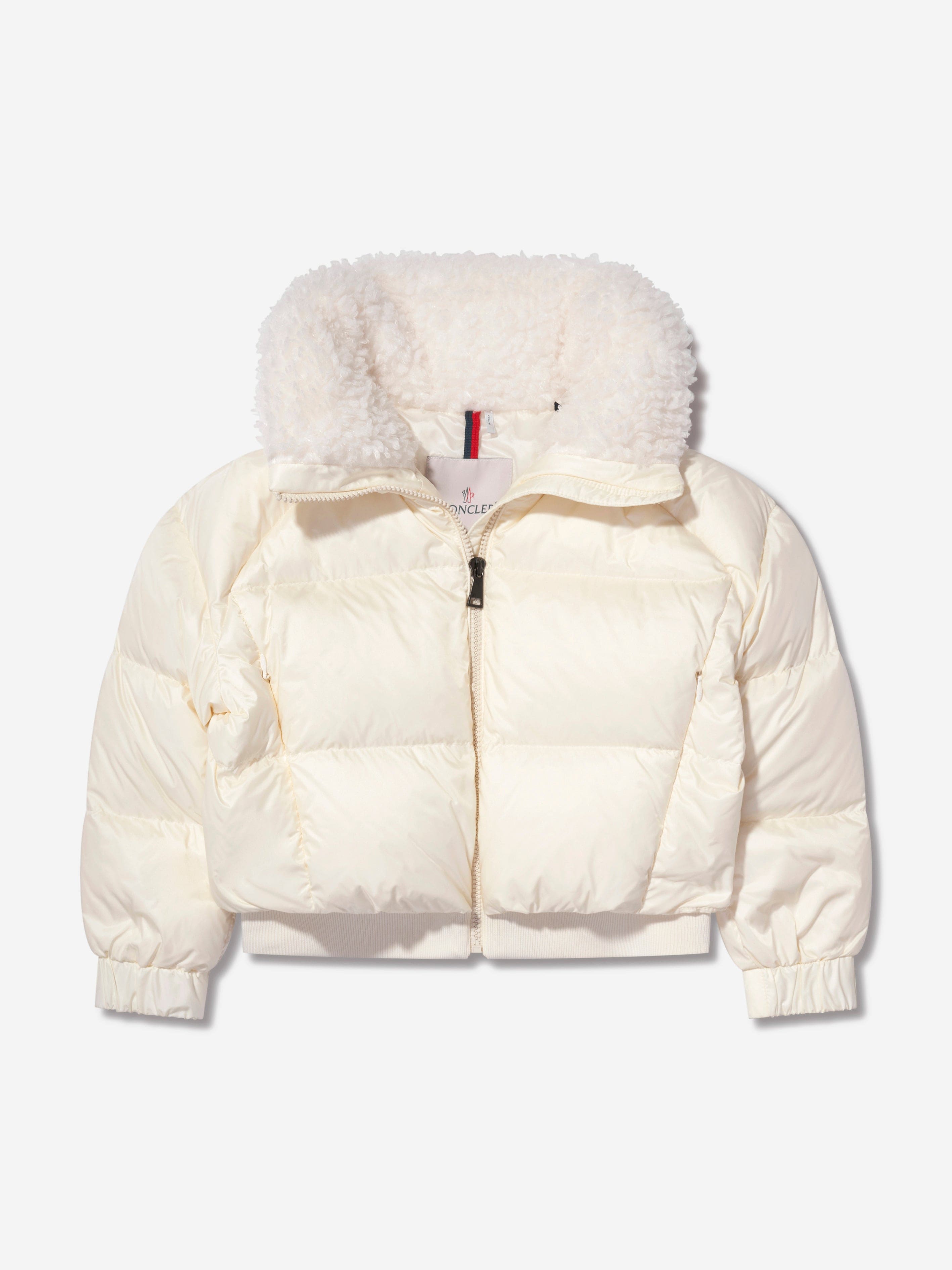 Moncler Enfant Girls Down Padded Glen Jacket in Ivory