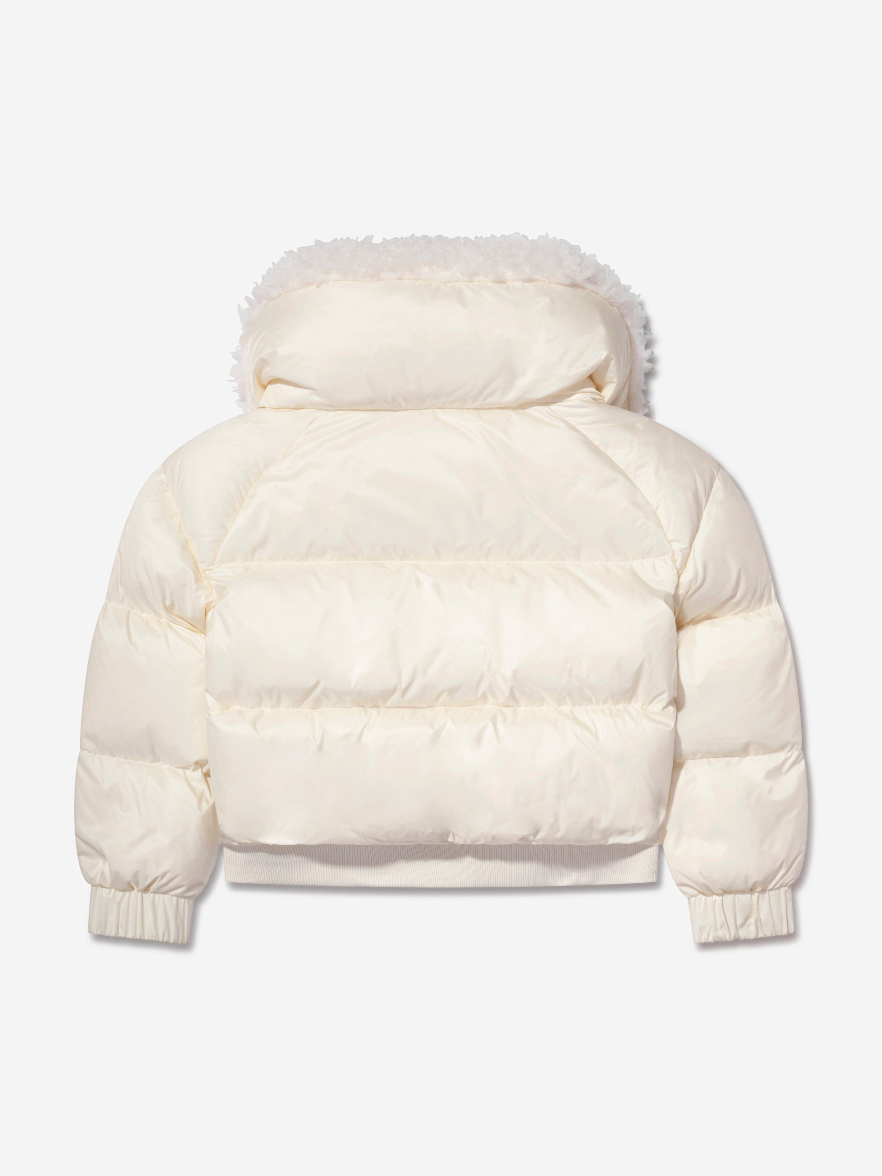 Moncler Enfant Girls Down Padded Glen Jacket in Ivory