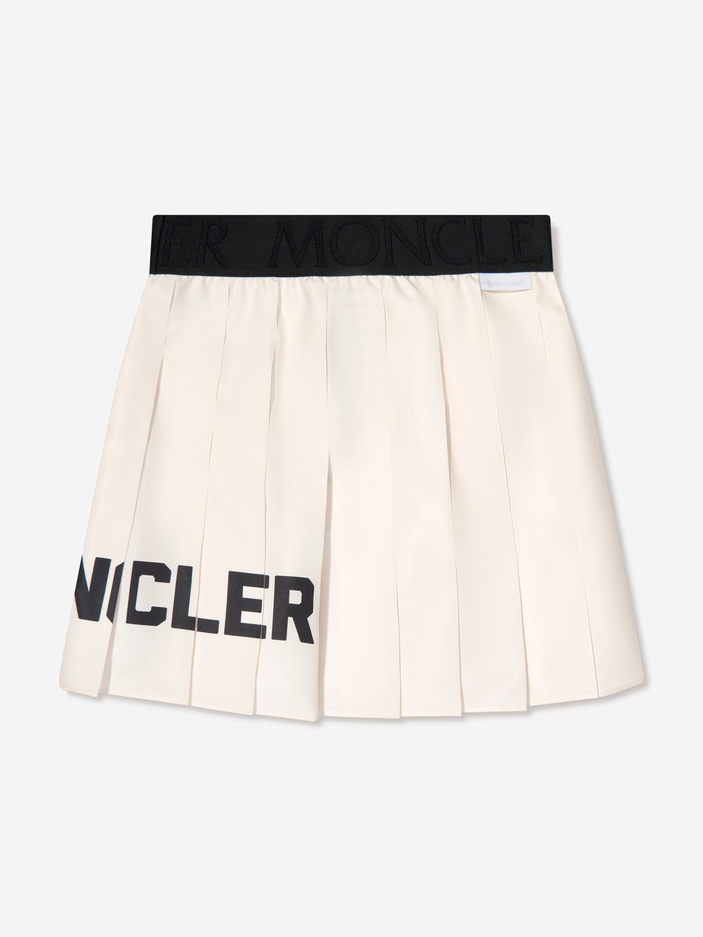 Moncler Enfant Girls Pleated Logo Skirt in Ivory