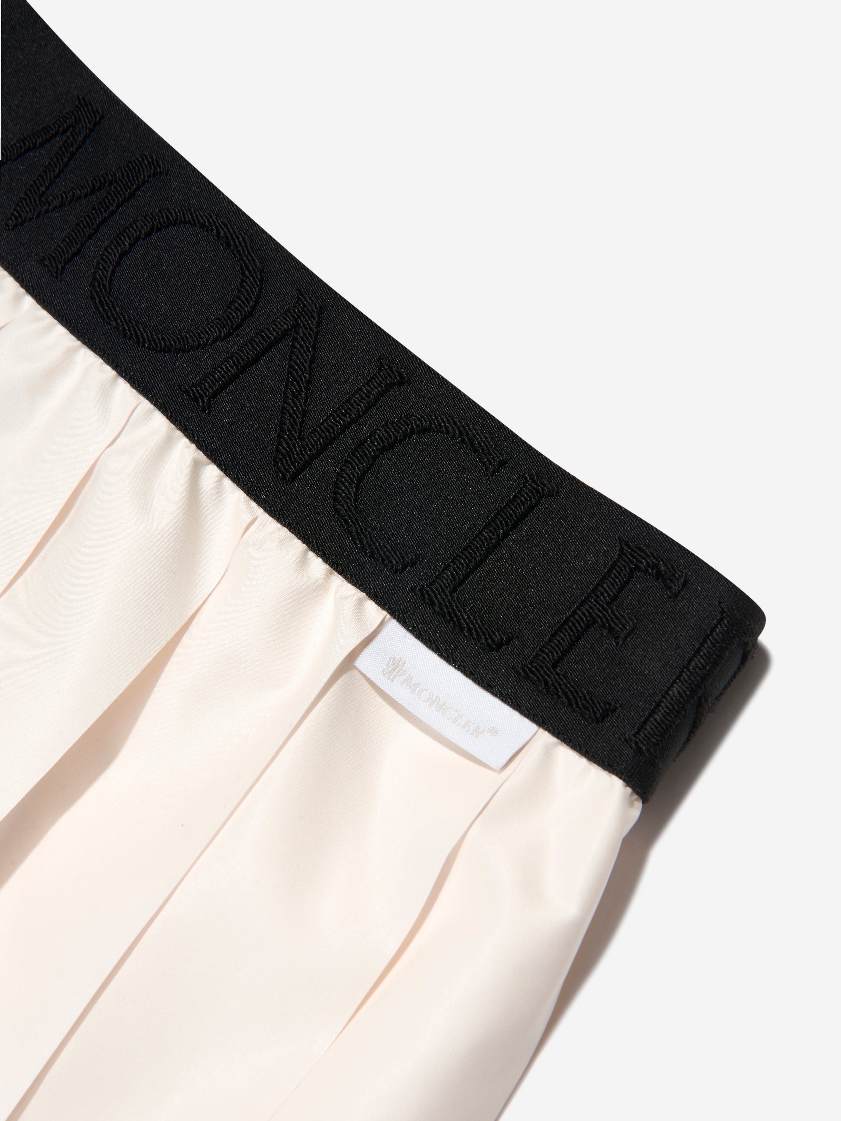 Moncler Enfant Girls Pleated Logo Skirt in Ivory