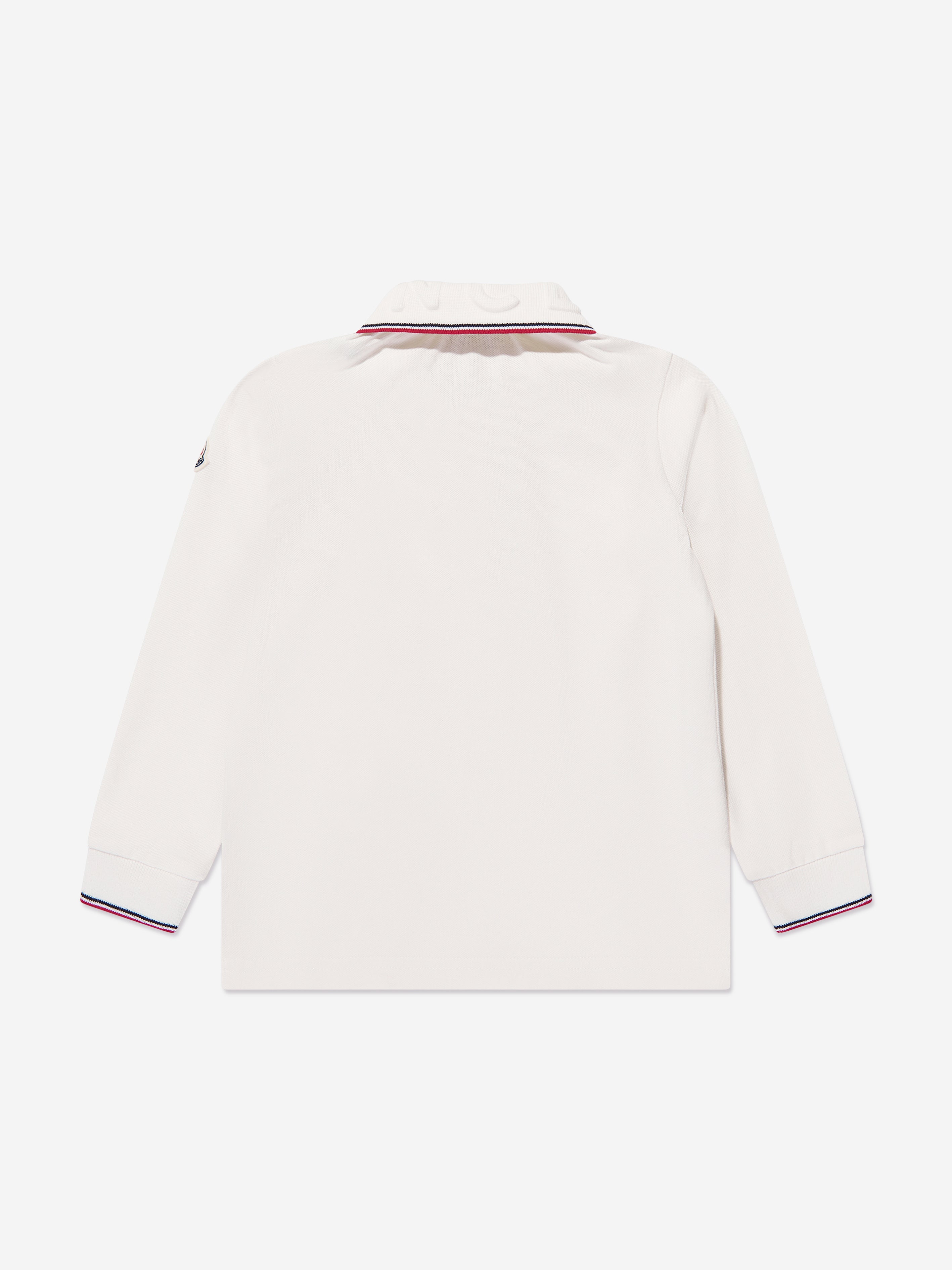 Moncler Enfant Boys Long Sleeve Polo Shirt in Ivory