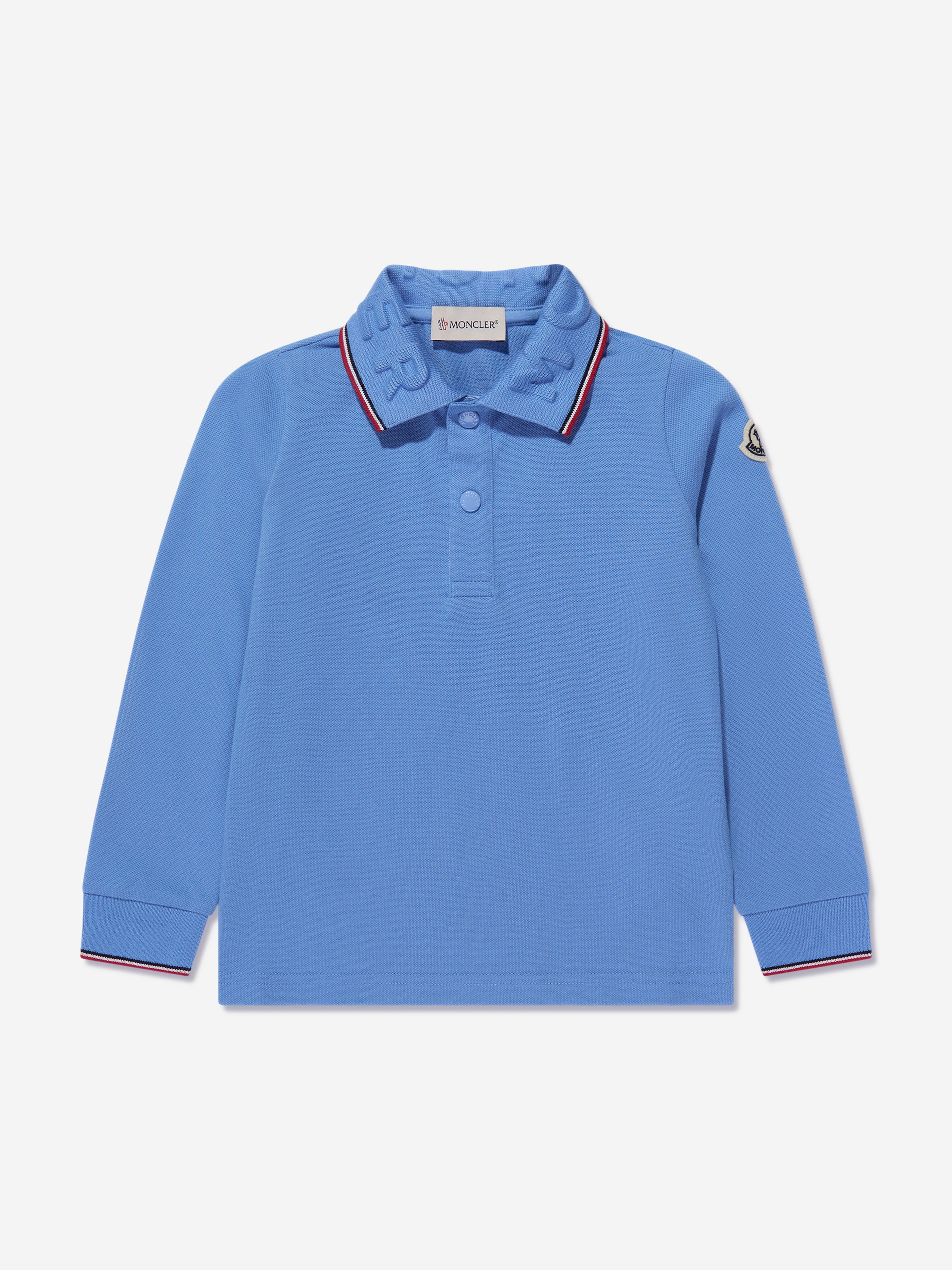 Moncler Enfant Boys Long Sleeve Polo Shirt in Blue