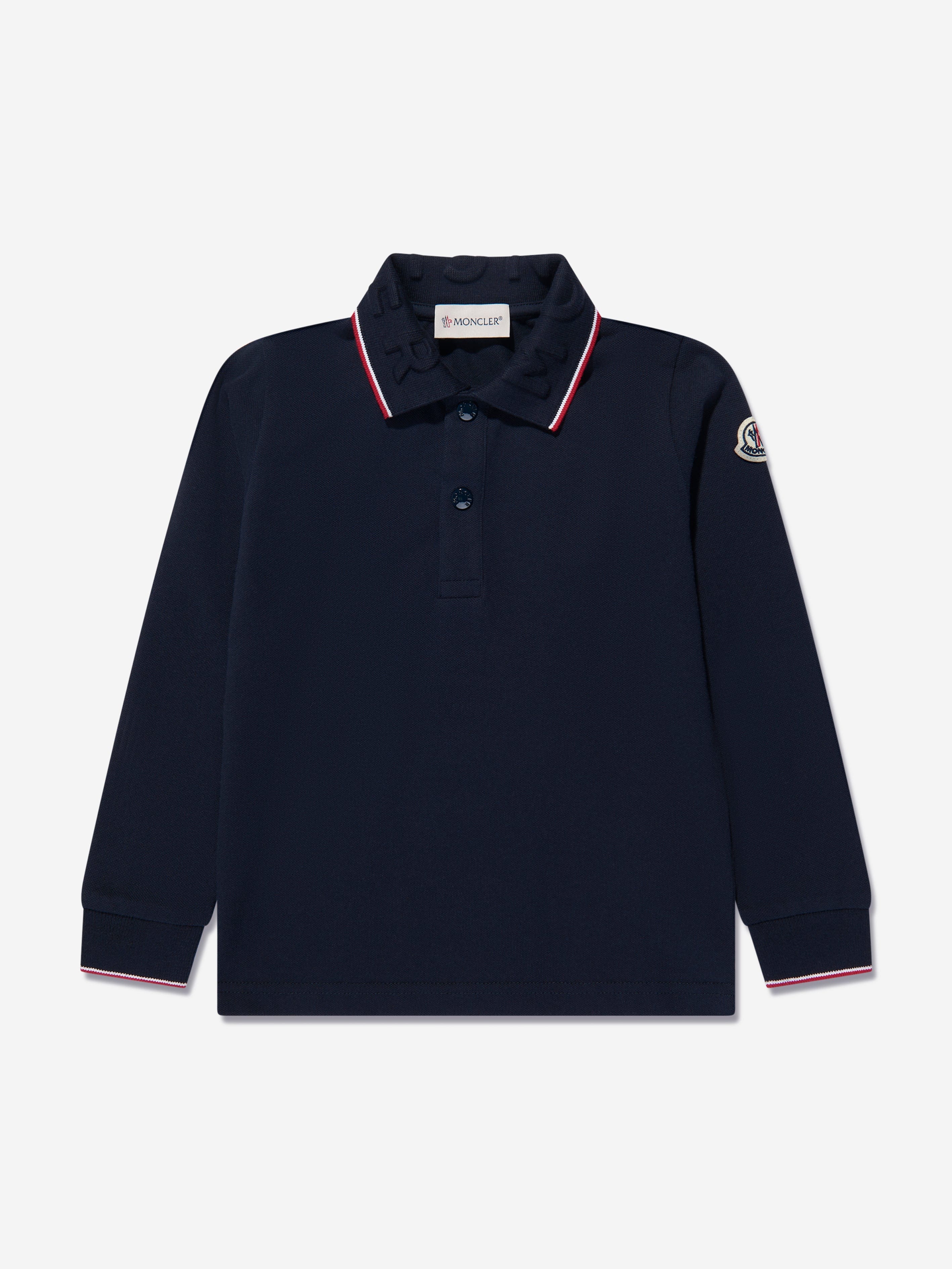 Moncler Enfant Boys Long Sleeve Polo Shirt in Navy