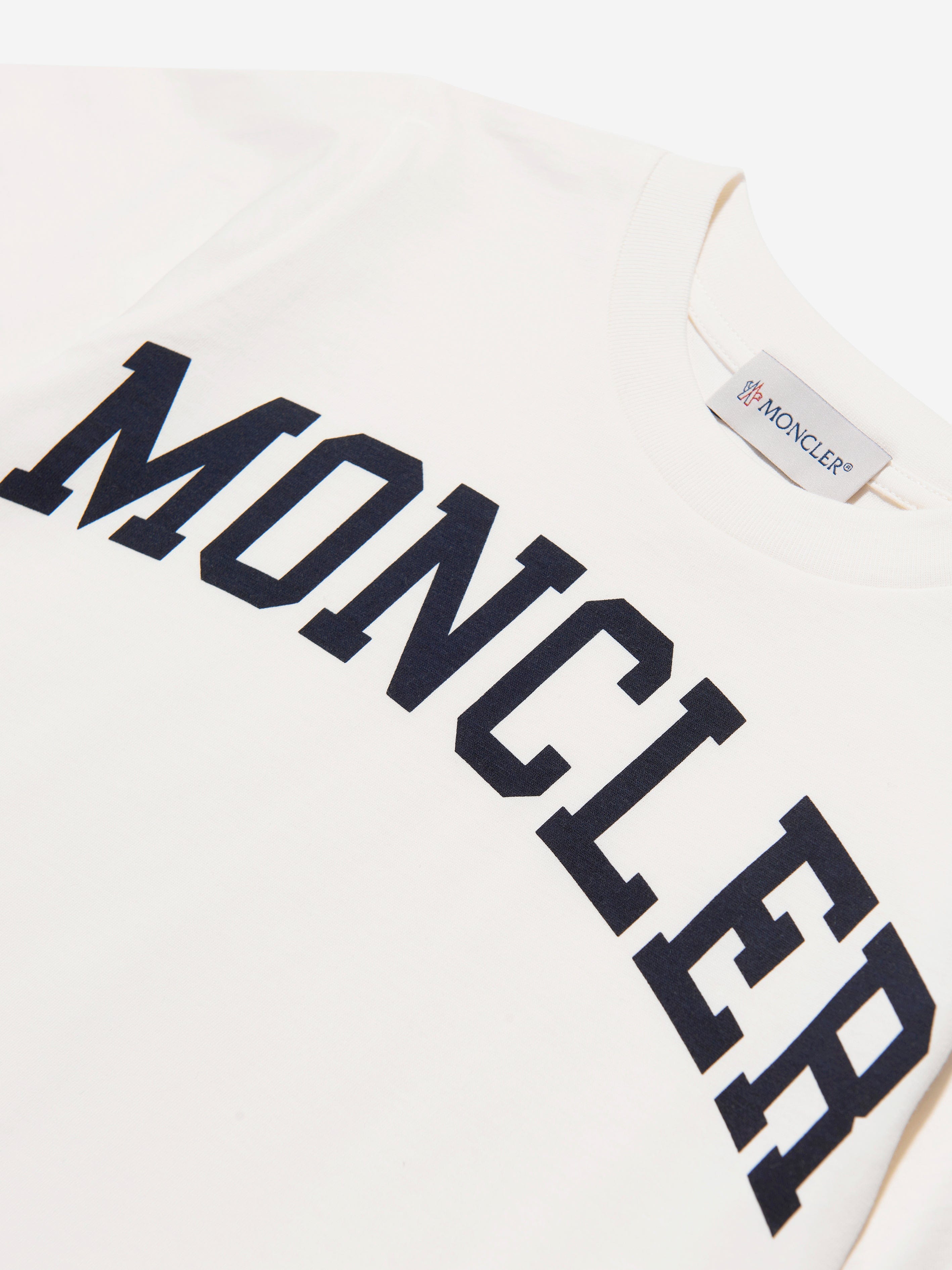 Moncler Enfant Boys Logo Print T-Shirt in Ivory