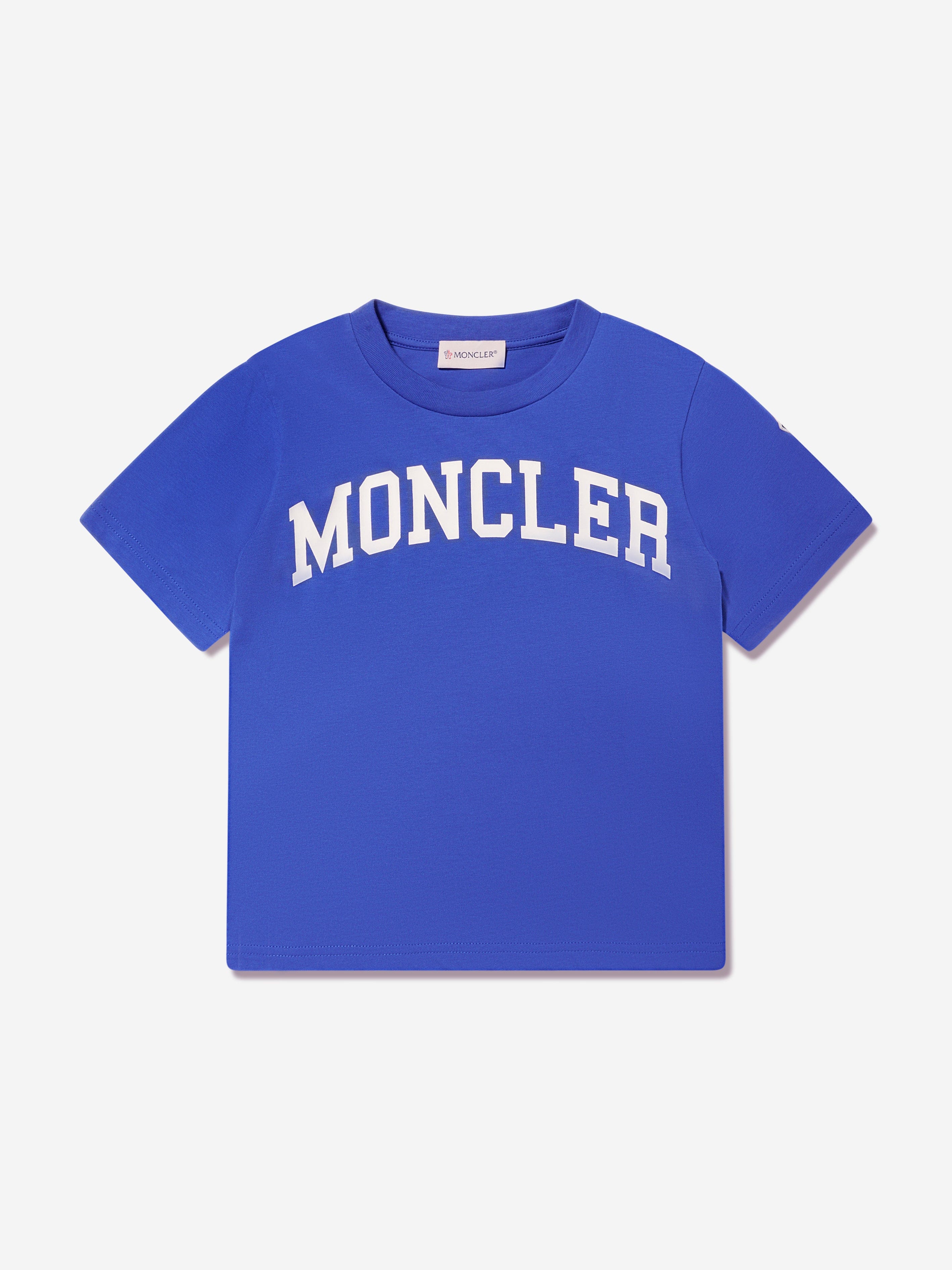 Moncler Enfant Boys Logo Print T-Shirt in Blue