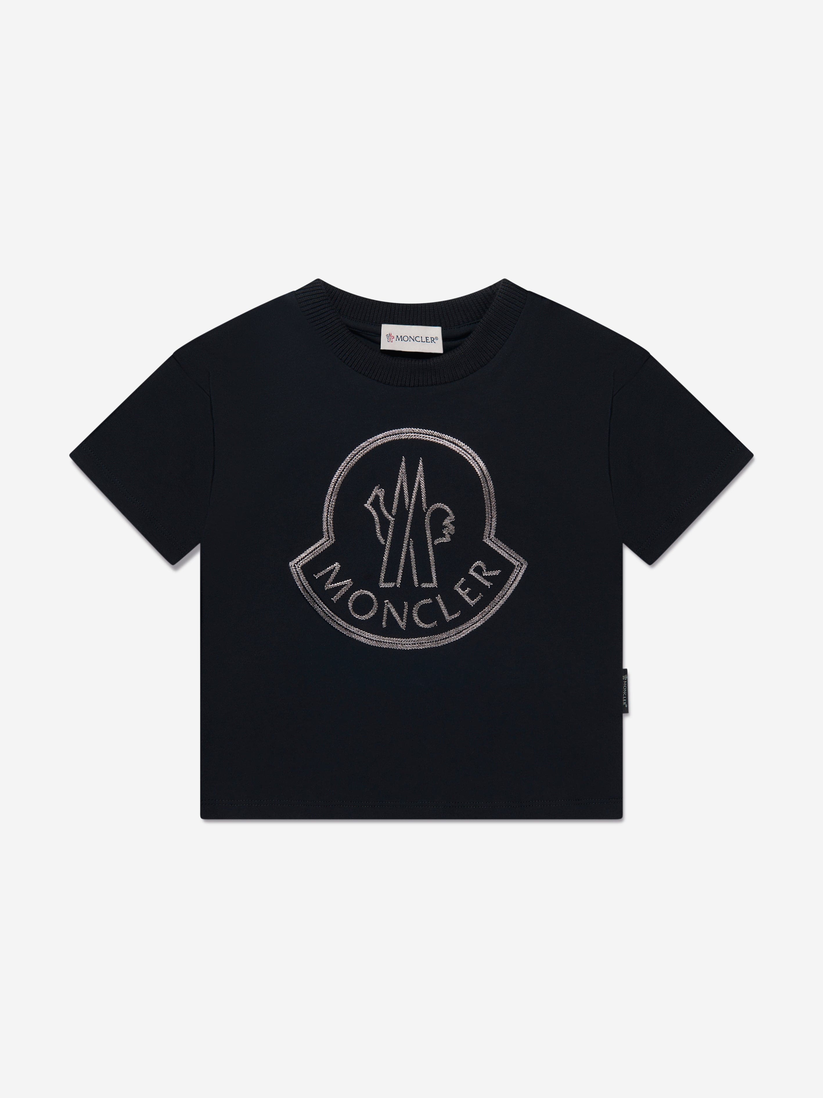 Moncler Enfant Girls Logo Print T-Shirt in Black