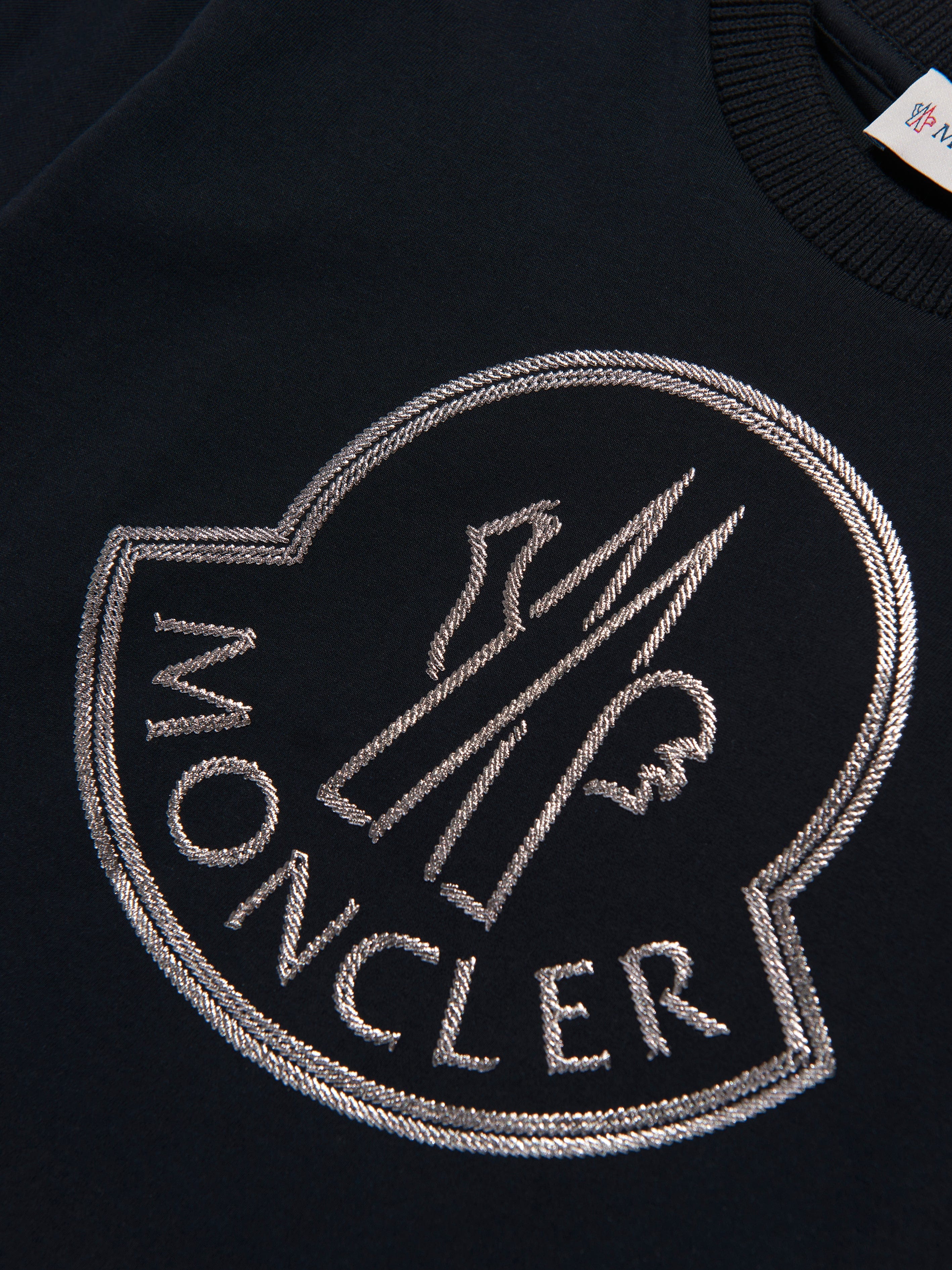 Moncler Enfant Girls Logo Print T-Shirt in Black