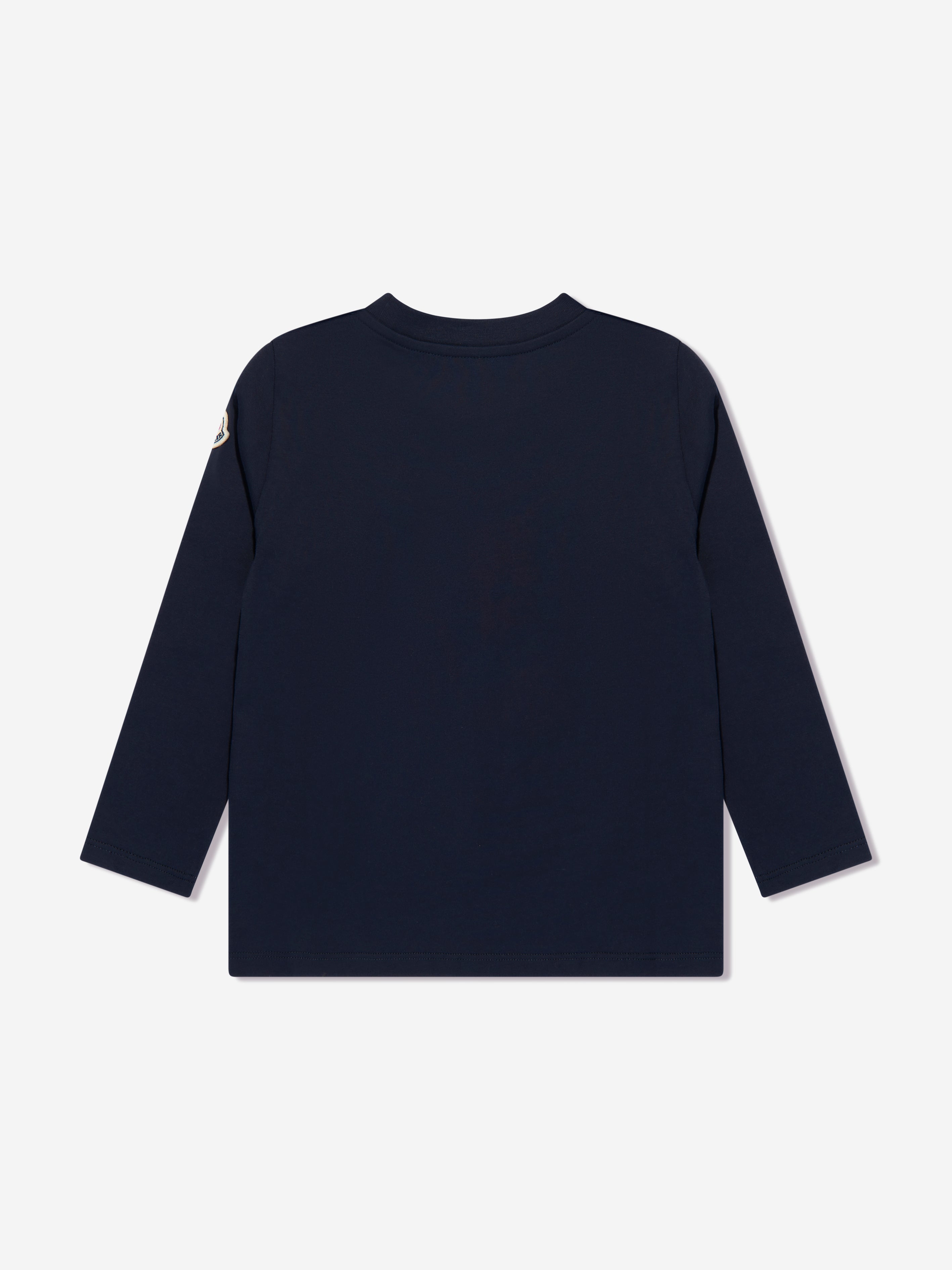 Moncler Enfant Girls Long Sleeve Logo T-Shirt in Navy