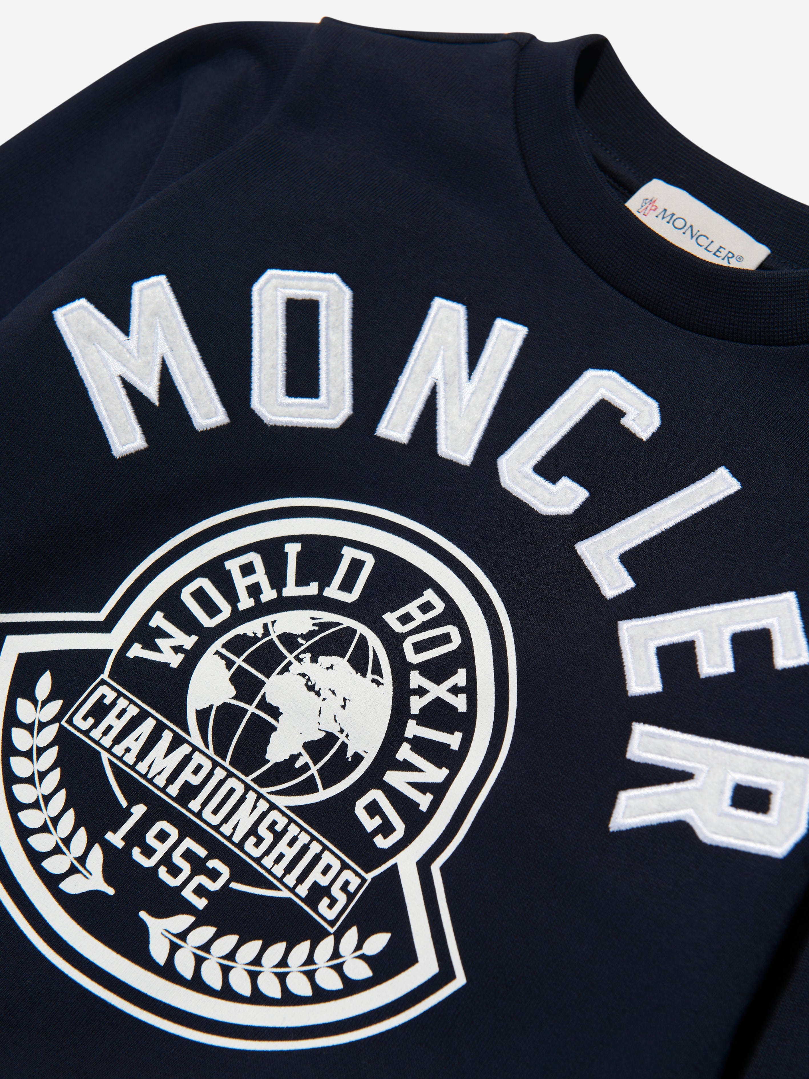 Moncler Enfant Boys Logo Print Sweatshirt in Navy