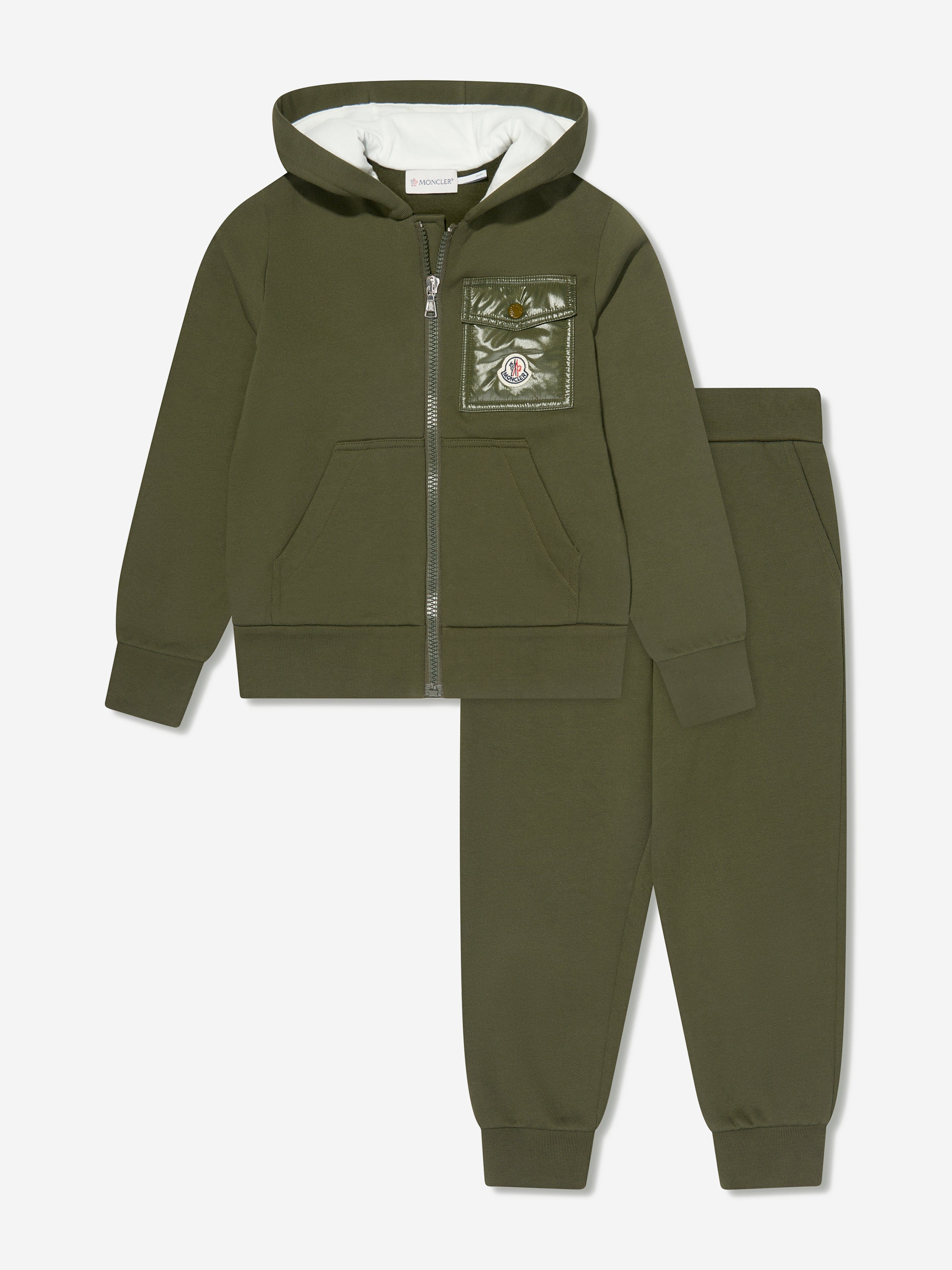 Moncler Enfant Boys Logo Pocket Tracksuit in Green