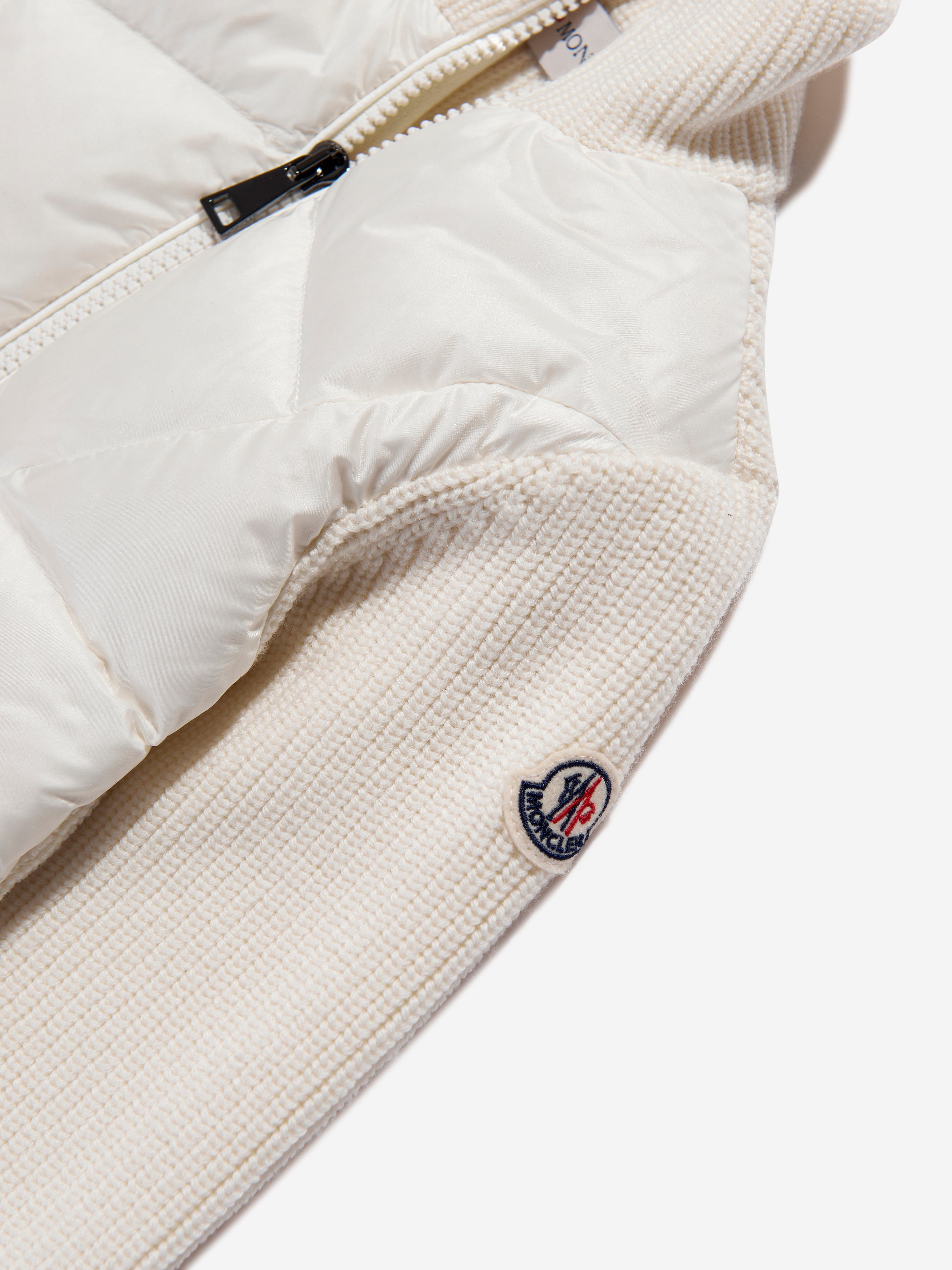 Moncler Enfant Girls Down Padded Cardigan in Ivory