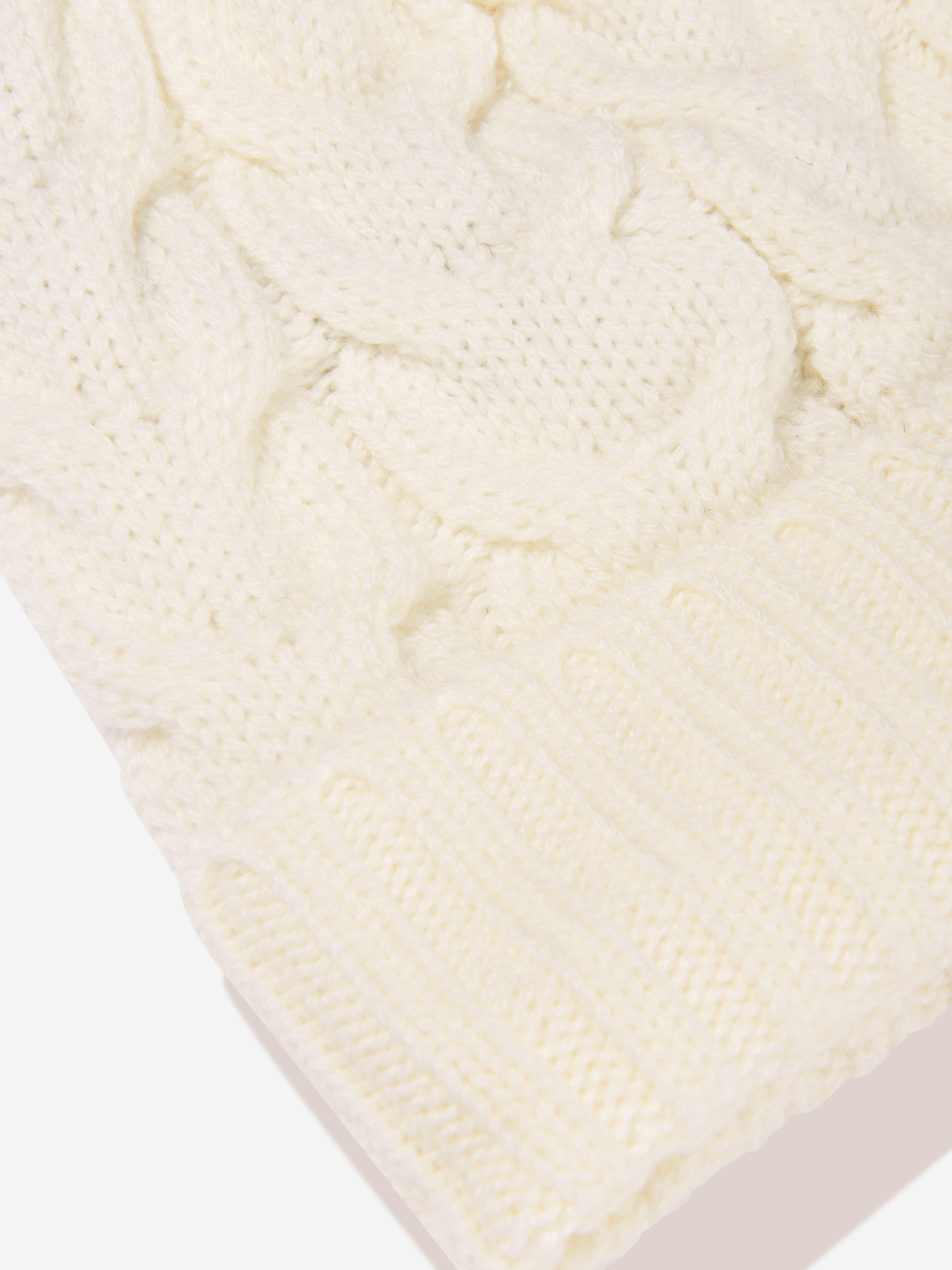 Moncler Enfant Boys Cable Knit Wool Beanie in White