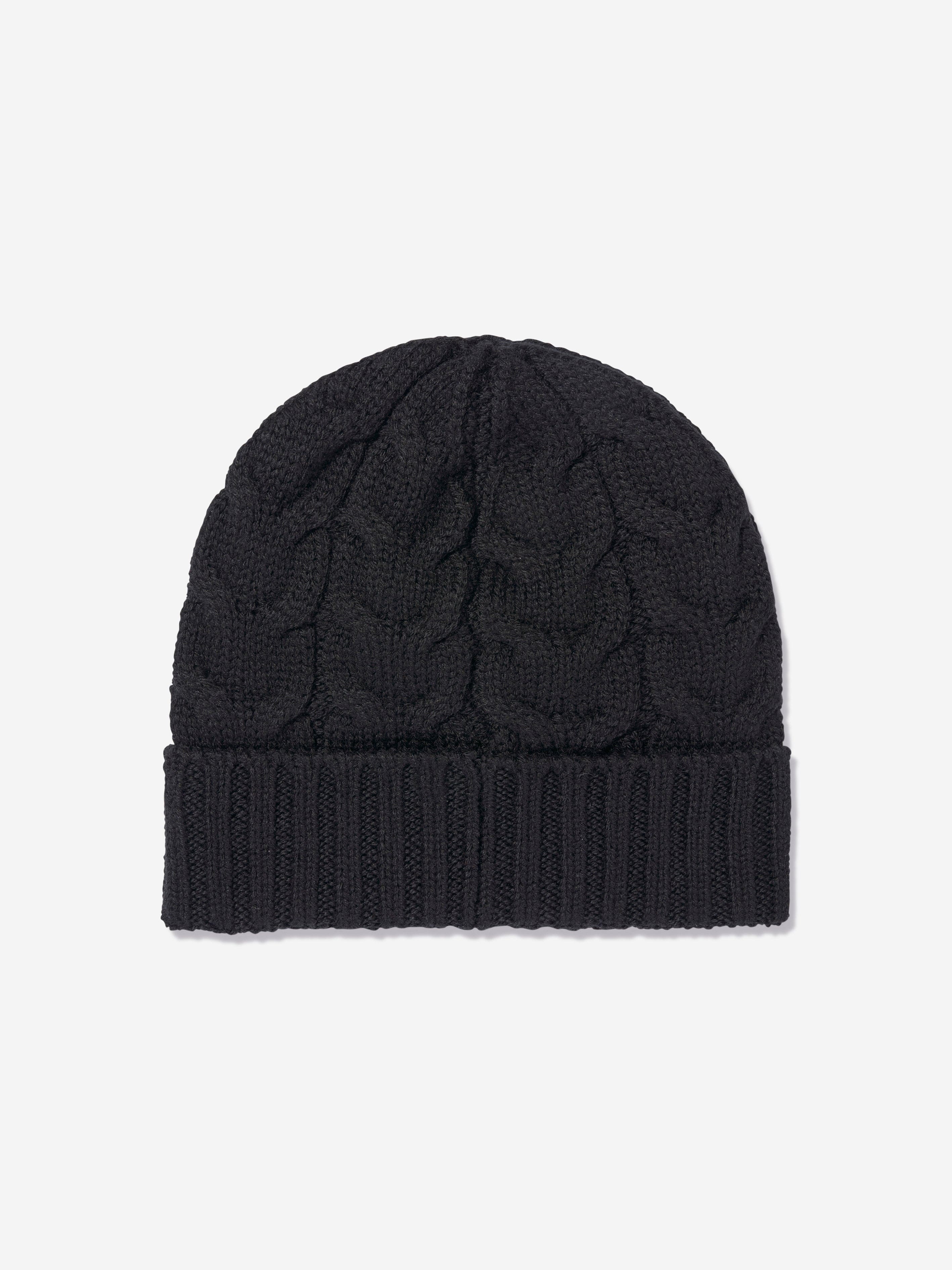 Moncler Enfant Boys Cable Knit Wool Beanie in Black