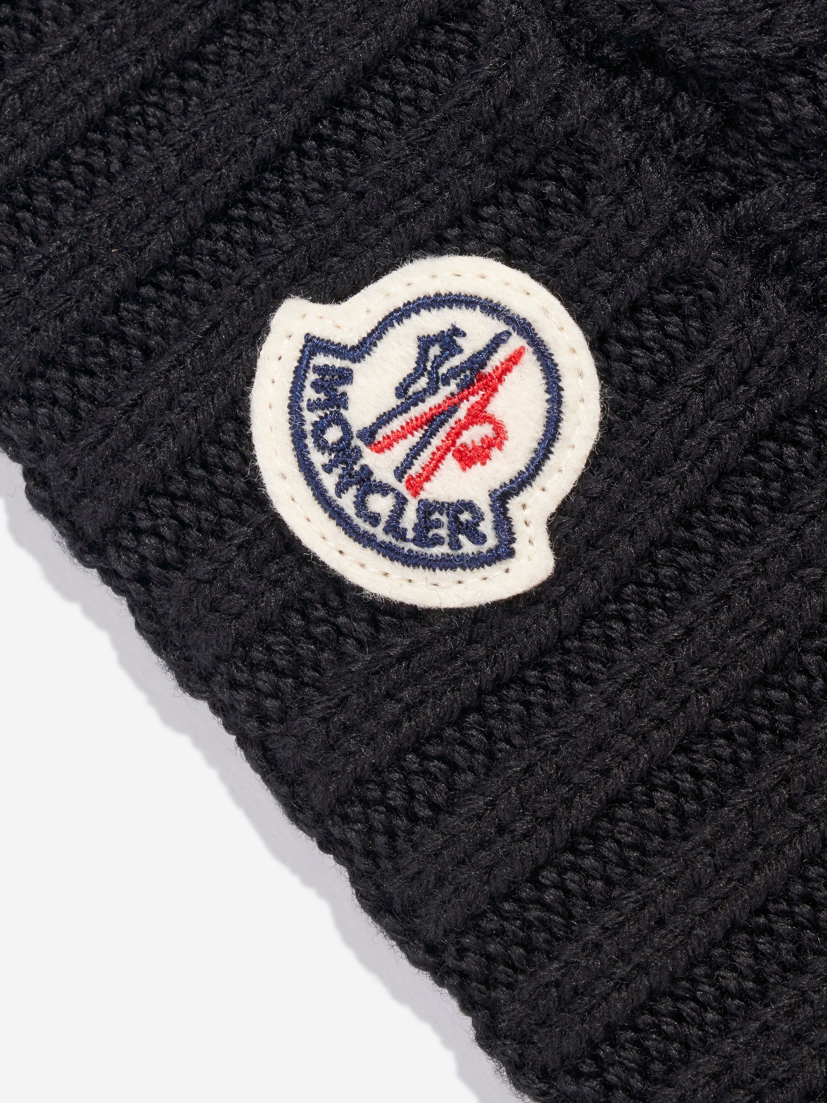 Moncler Enfant Boys Cable Knit Wool Beanie in Black