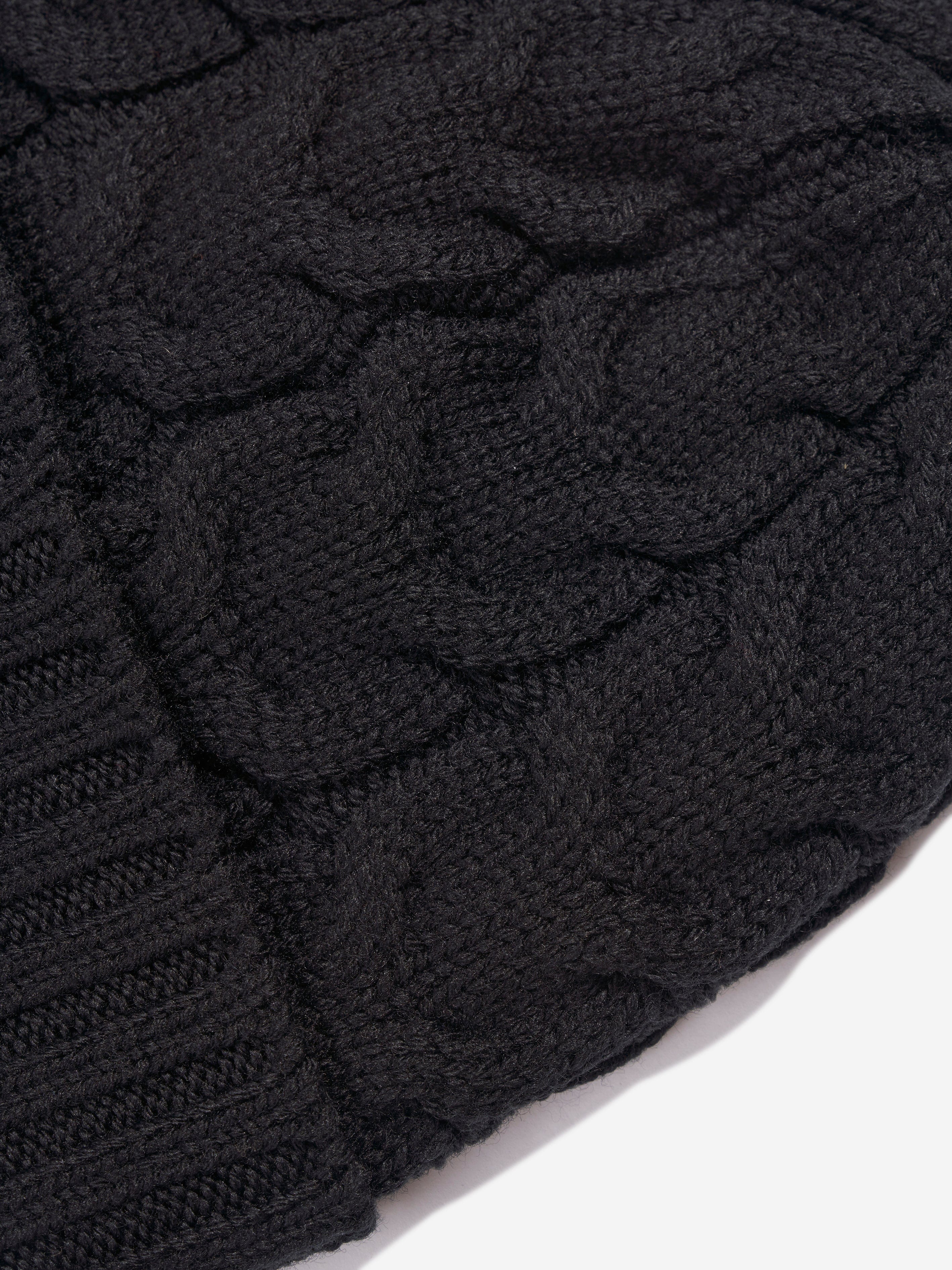 Moncler Enfant Boys Cable Knit Wool Beanie in Black