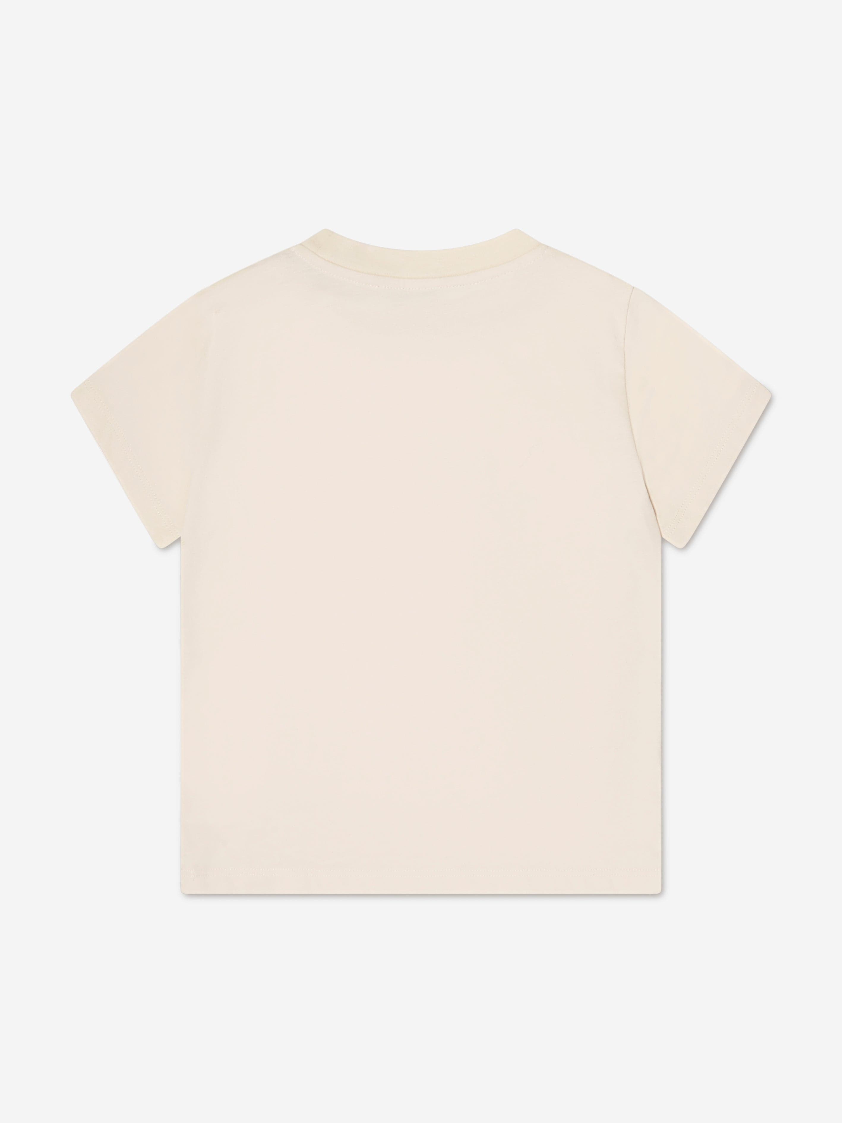 Moncler Enfant Girls Logo T-Shirt in Ivory