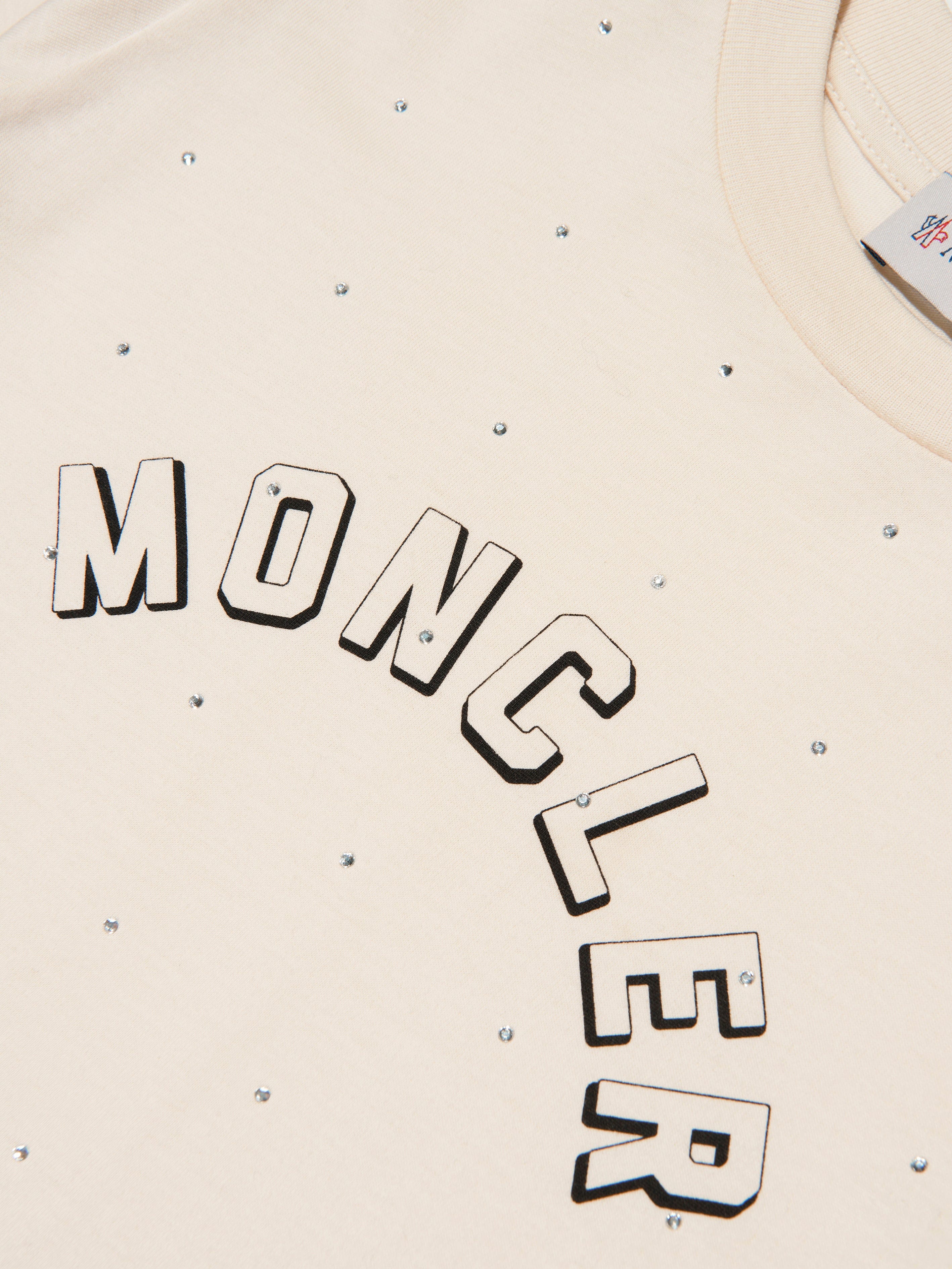 Moncler Enfant Girls Logo T-Shirt in Ivory