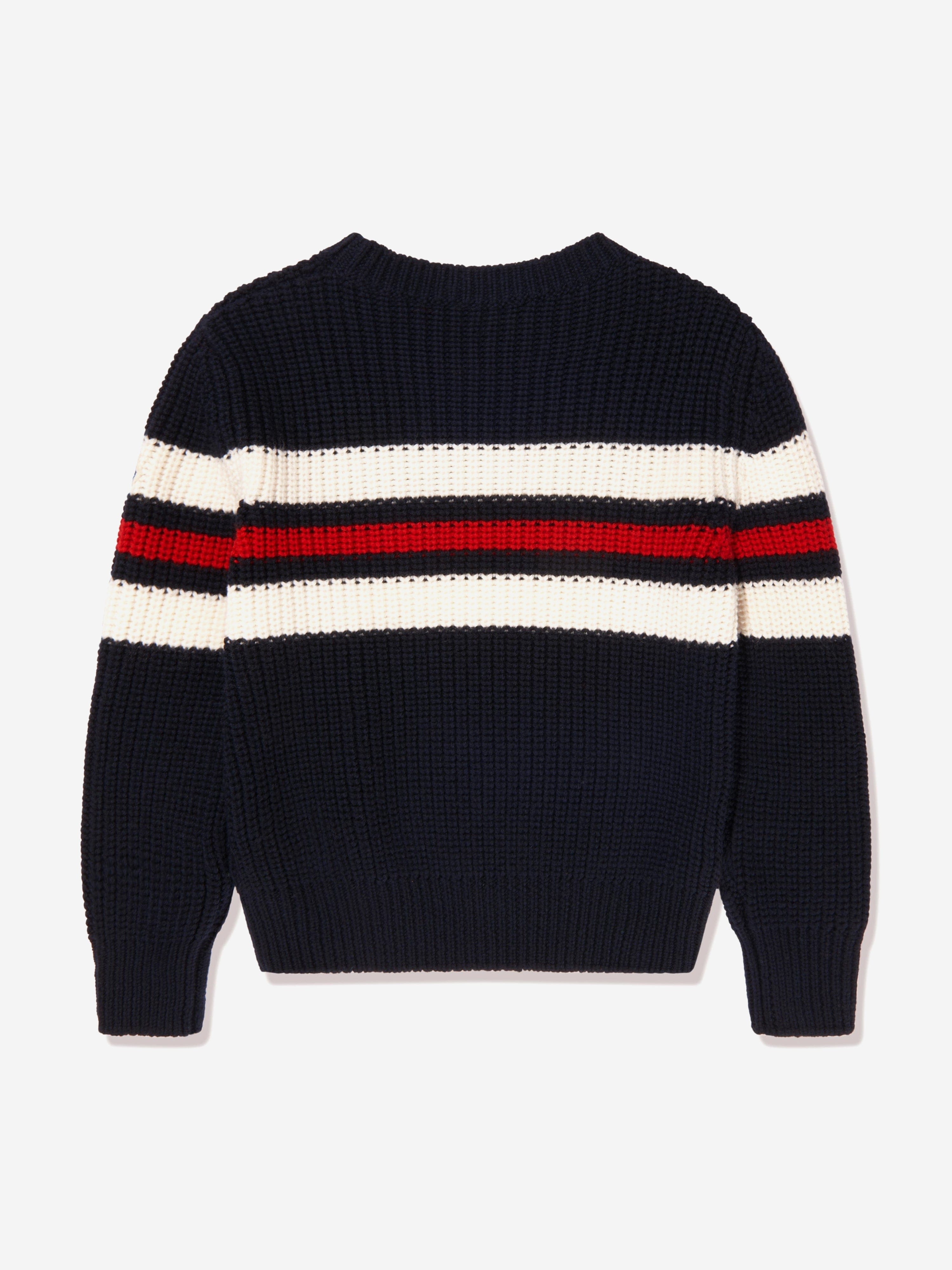 Moncler Enfant Boys Wool Knit Jumper in Navy