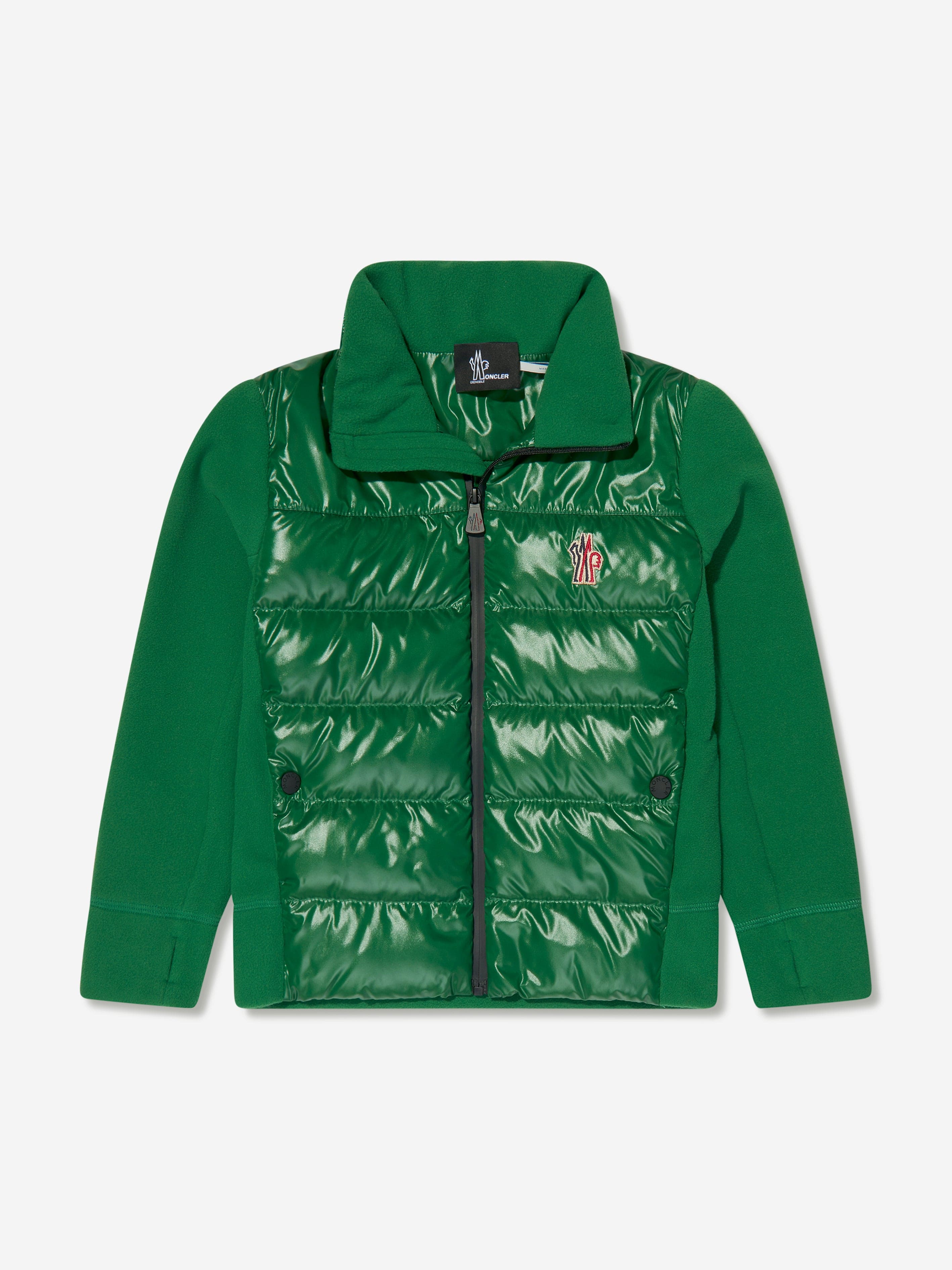 Moncler Enfant Moncler Grenoble Kids Down Padded Zip Up Cardigan in Green