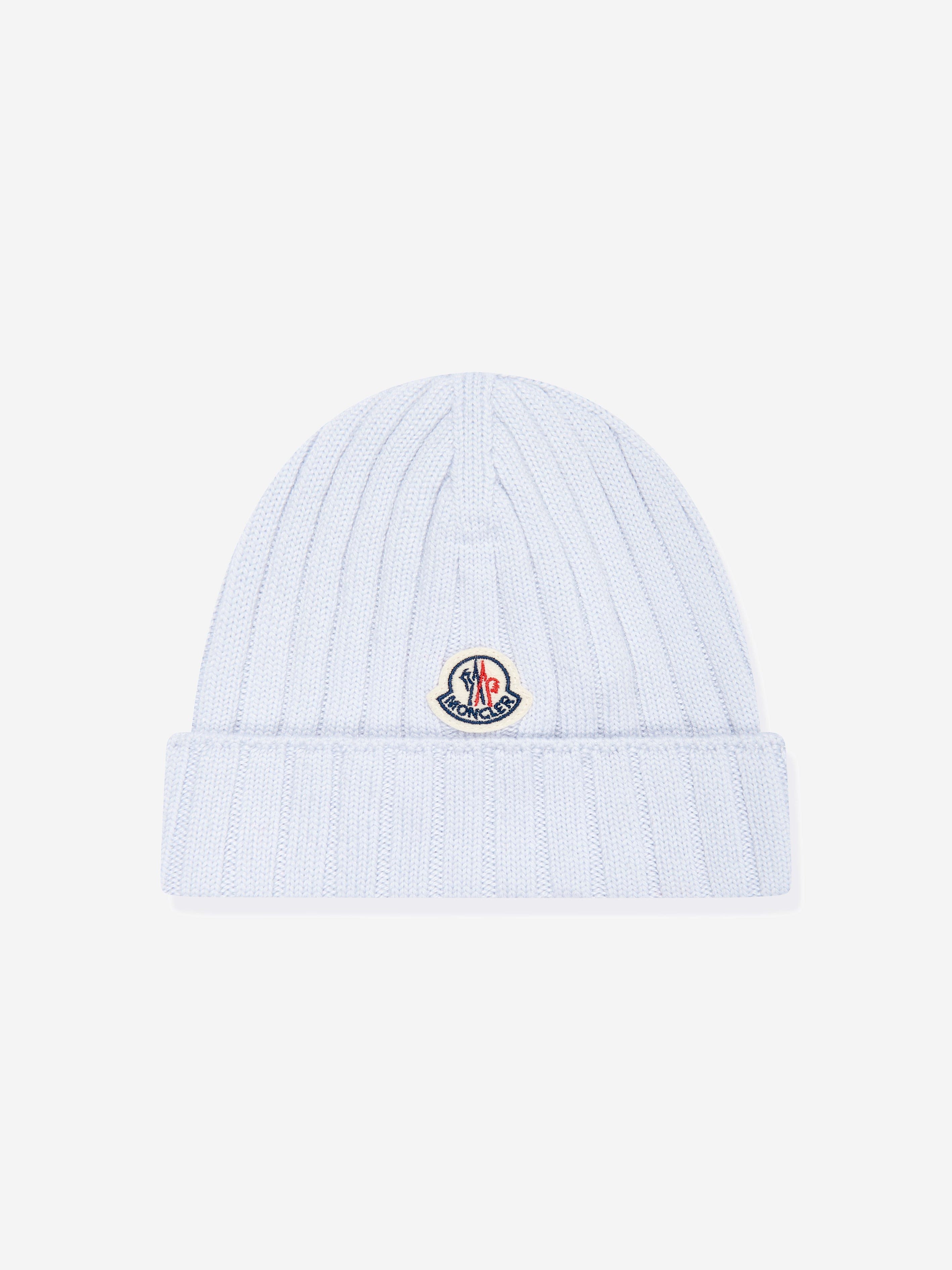 Moncler Enfant Baby Wool Knitted Beanie Hat in Blue