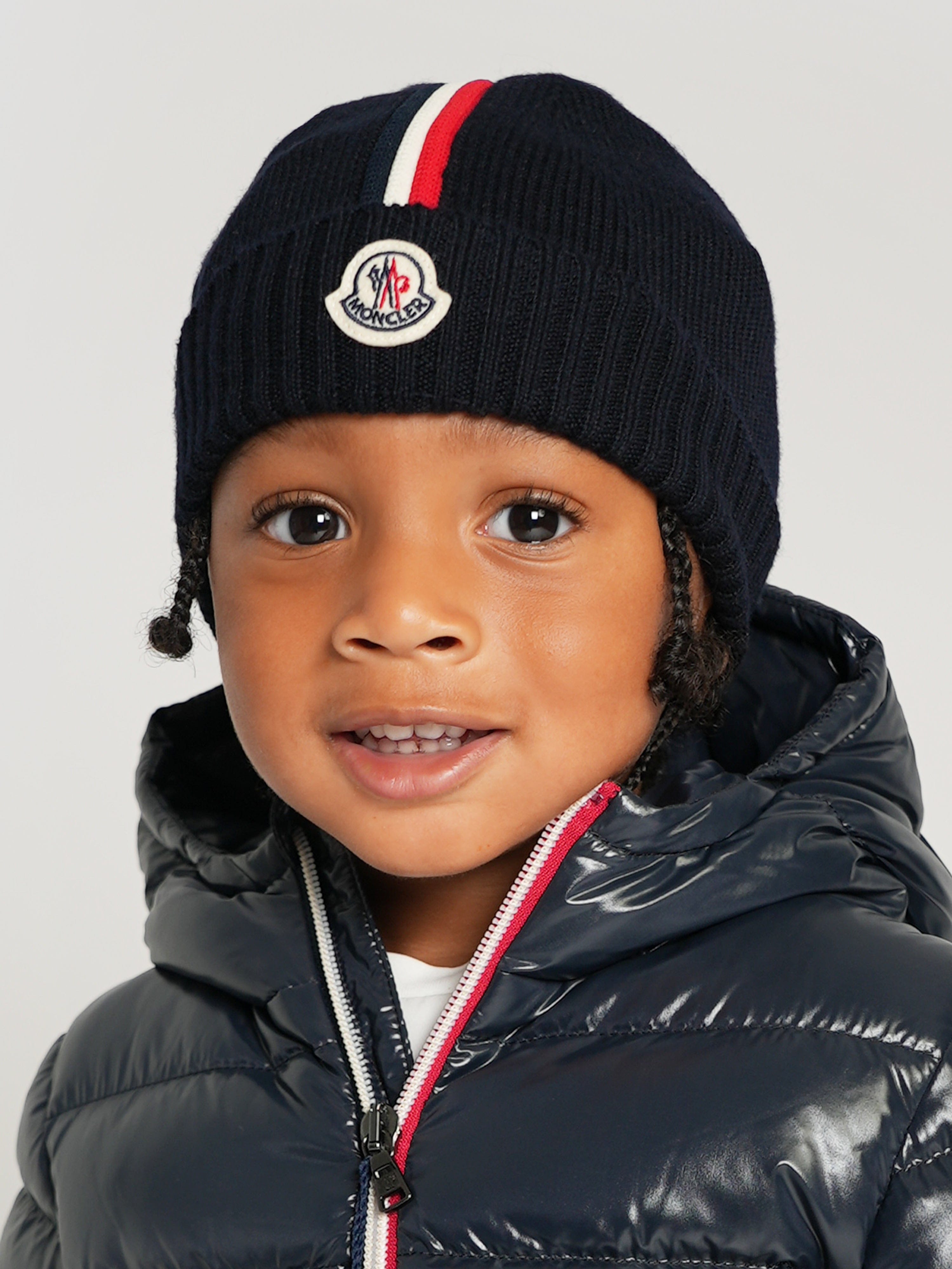 Moncler Enfant Baby Boys Wool Beanie Hat in Navy