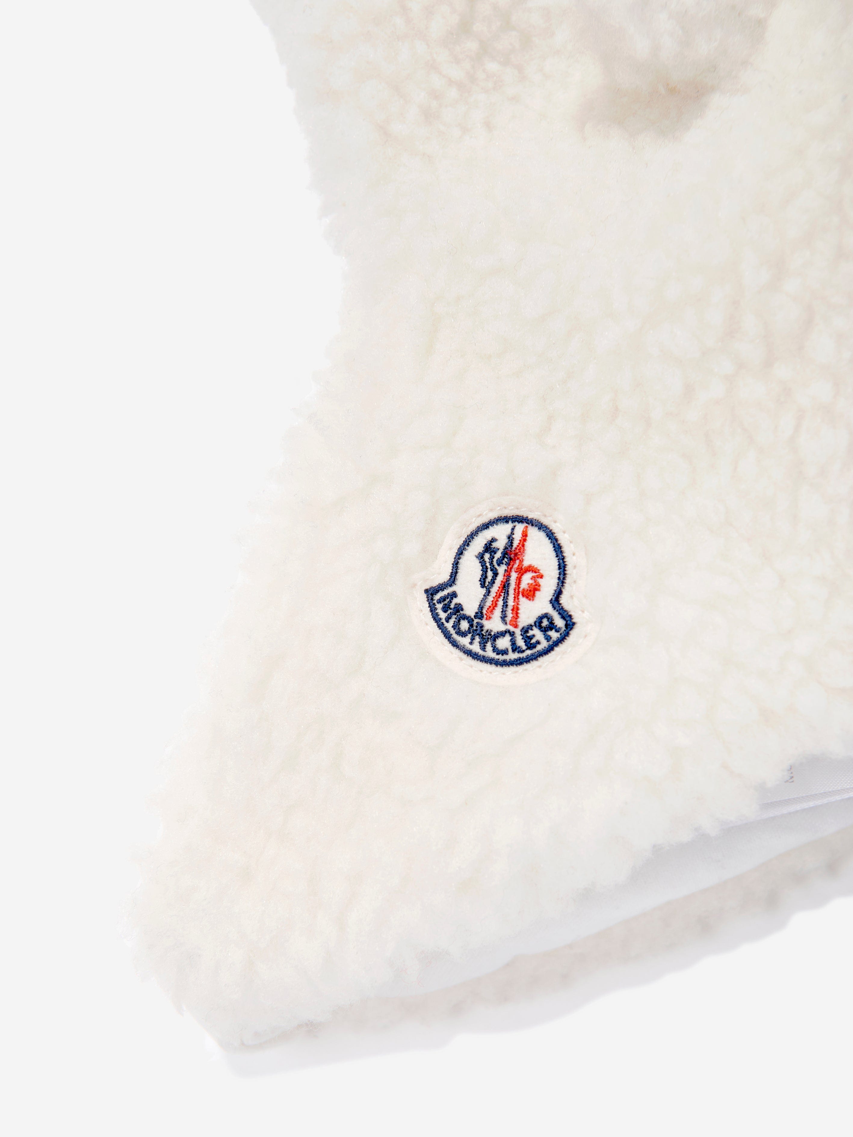 Moncler Enfant Baby Teddy Cap With Earflaps in Ivory