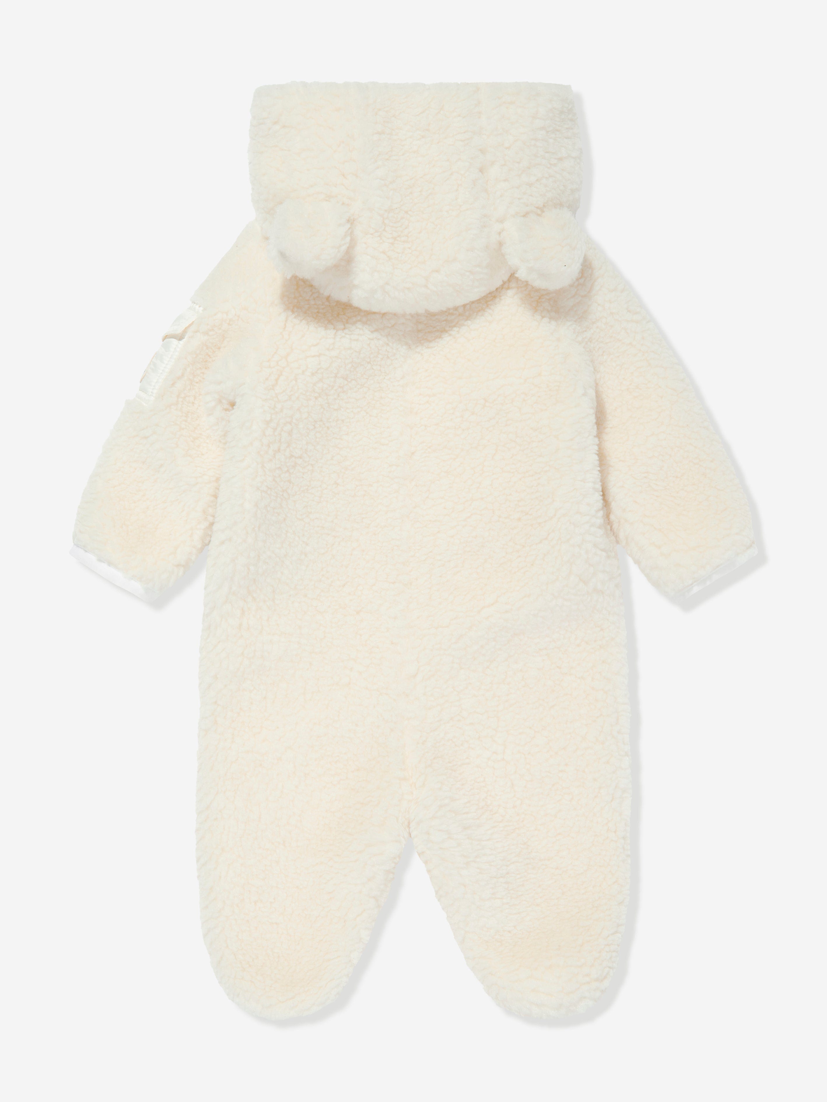 Moncler Enfant Baby Teddy Fleece Romper in Ivory