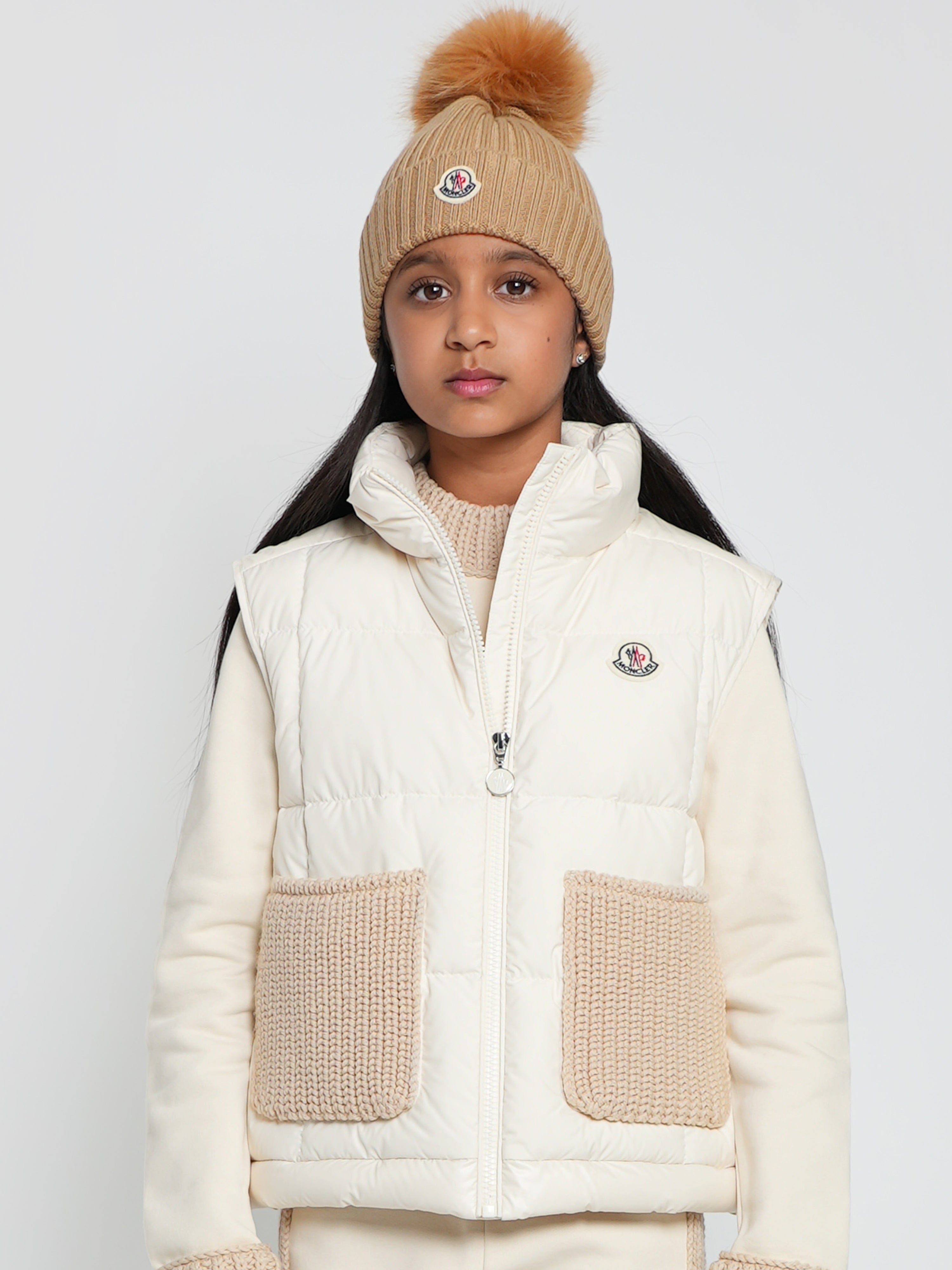 Moncler Enfant Girls Down Padded Rhoda Gilet in Ivory