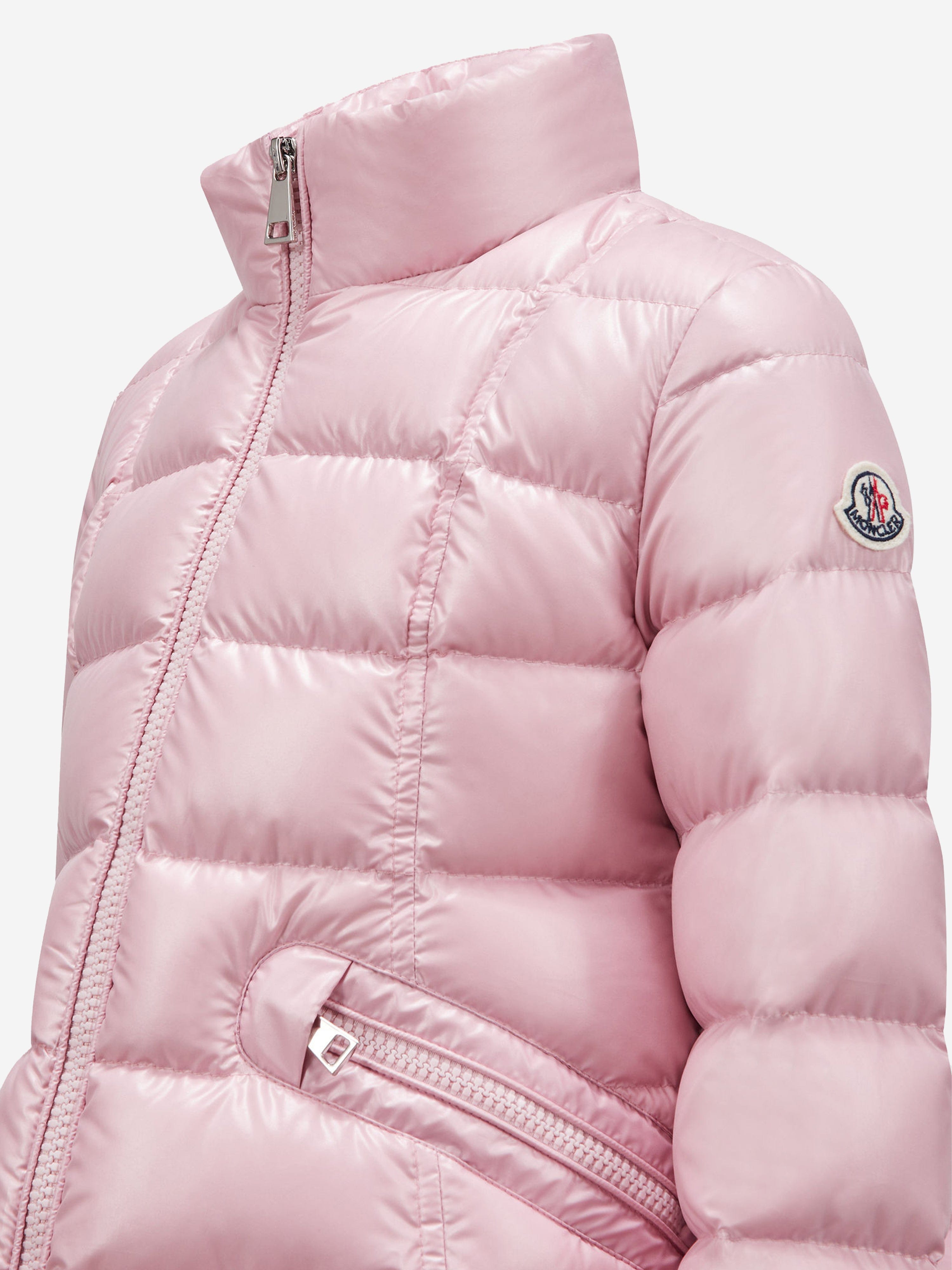 Moncler Enfant Girls Down Padded Ainay Jacket in Pink