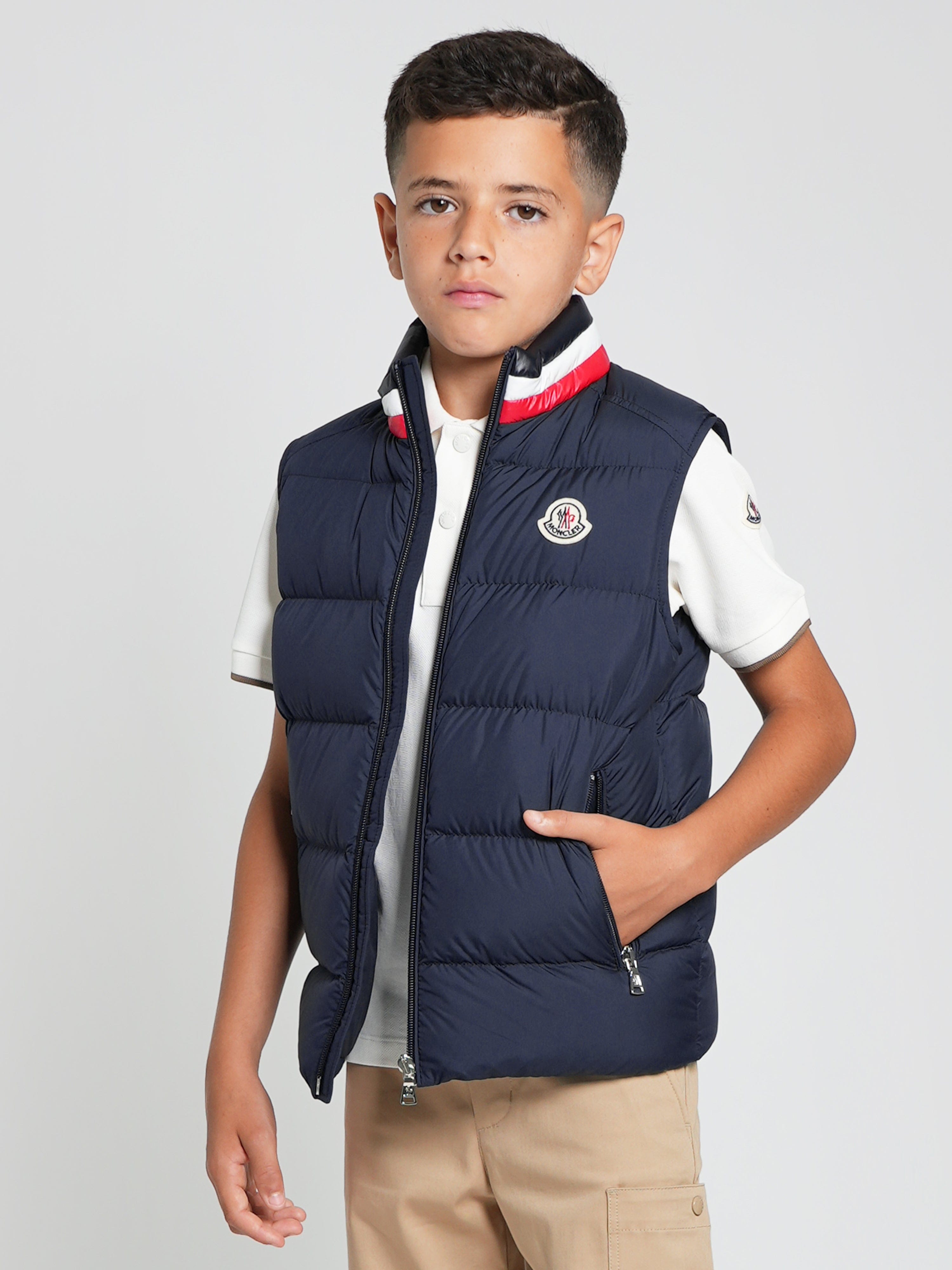 Moncler Enfant Boys Down Padded Merab Gilet in Navy