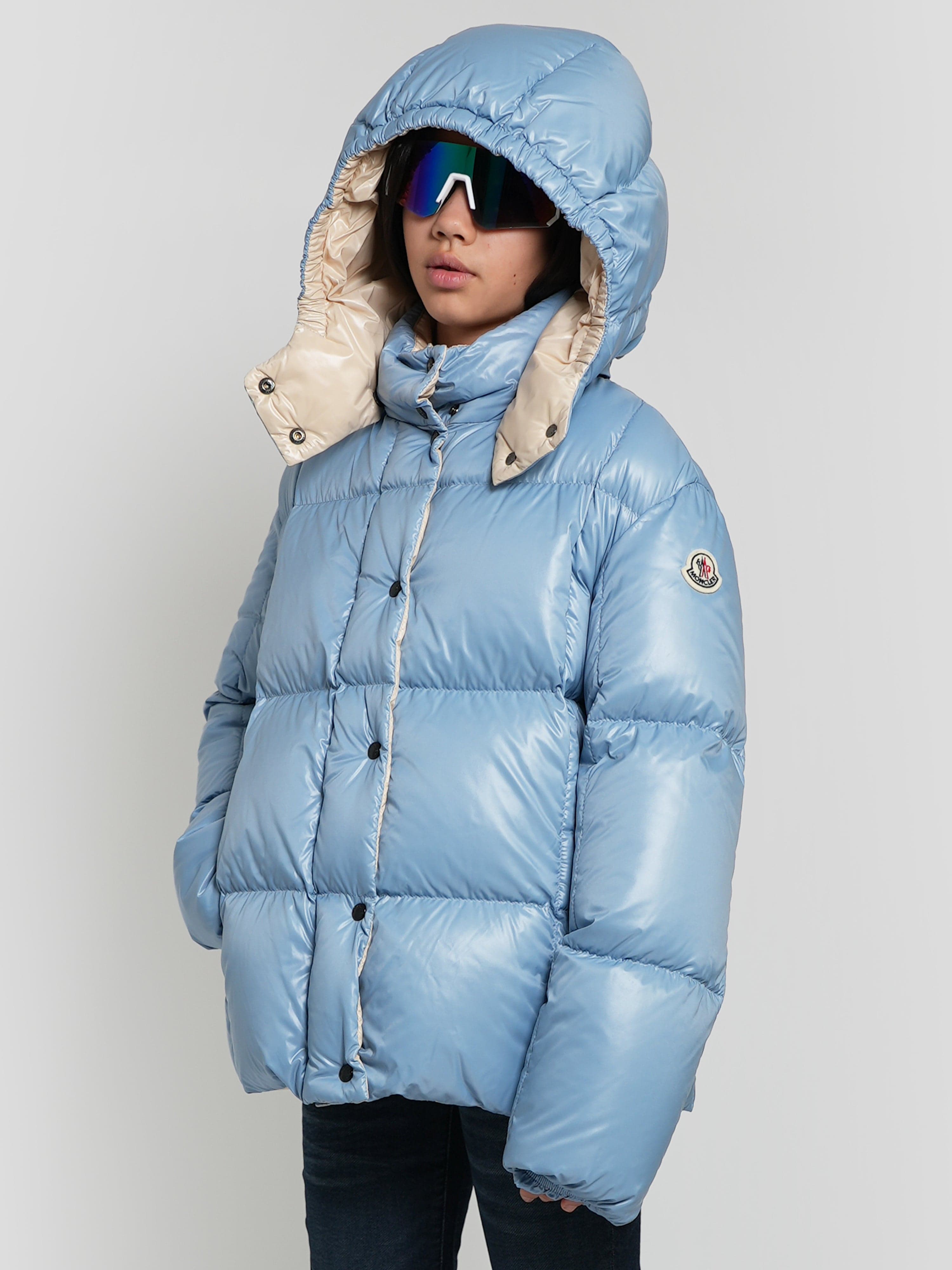 Moncler Enfant Girls Down Padded Parana Jacket in Blue