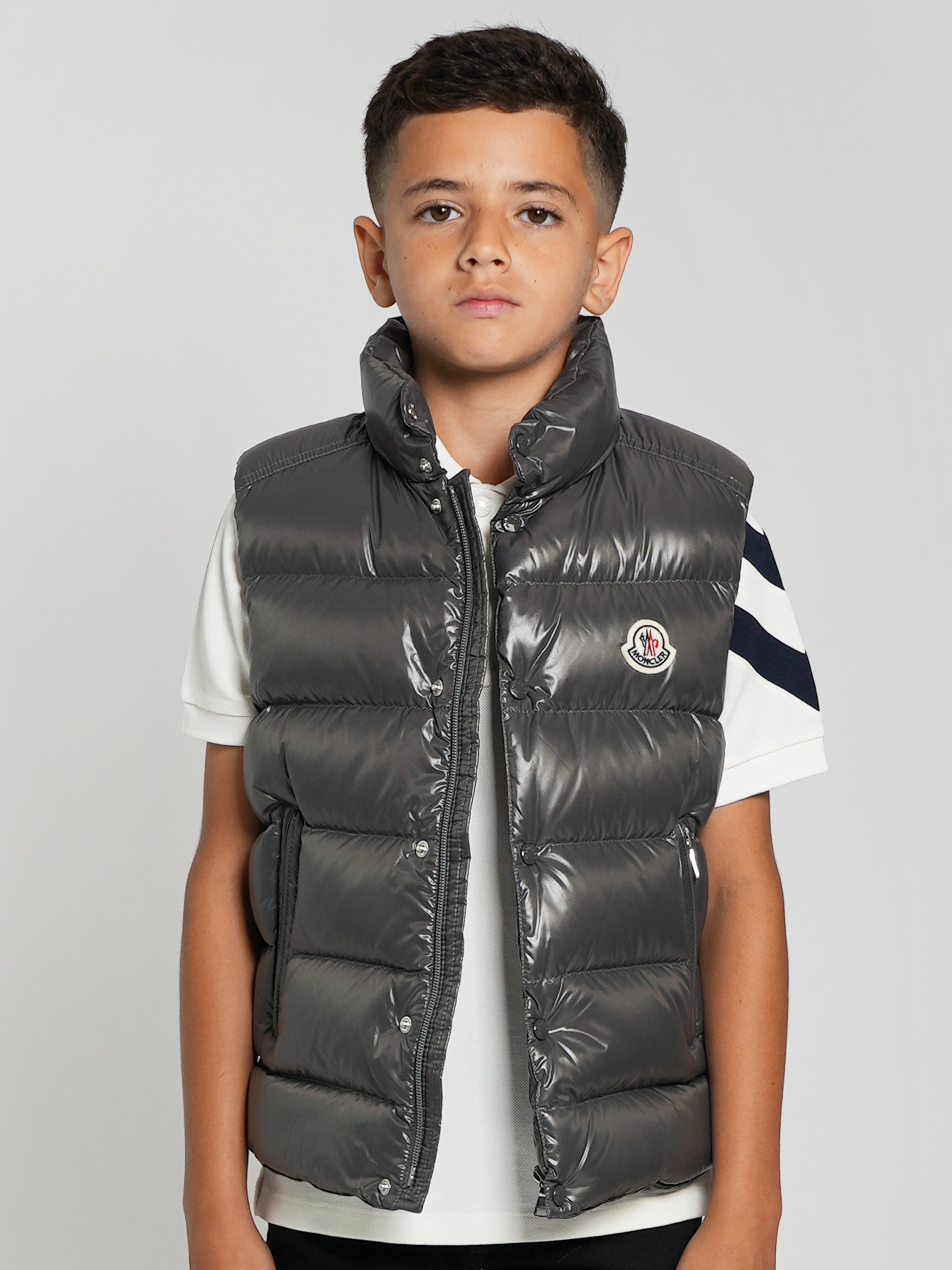 Moncler Enfant Boys Down Padded Tib Gilet in Grey