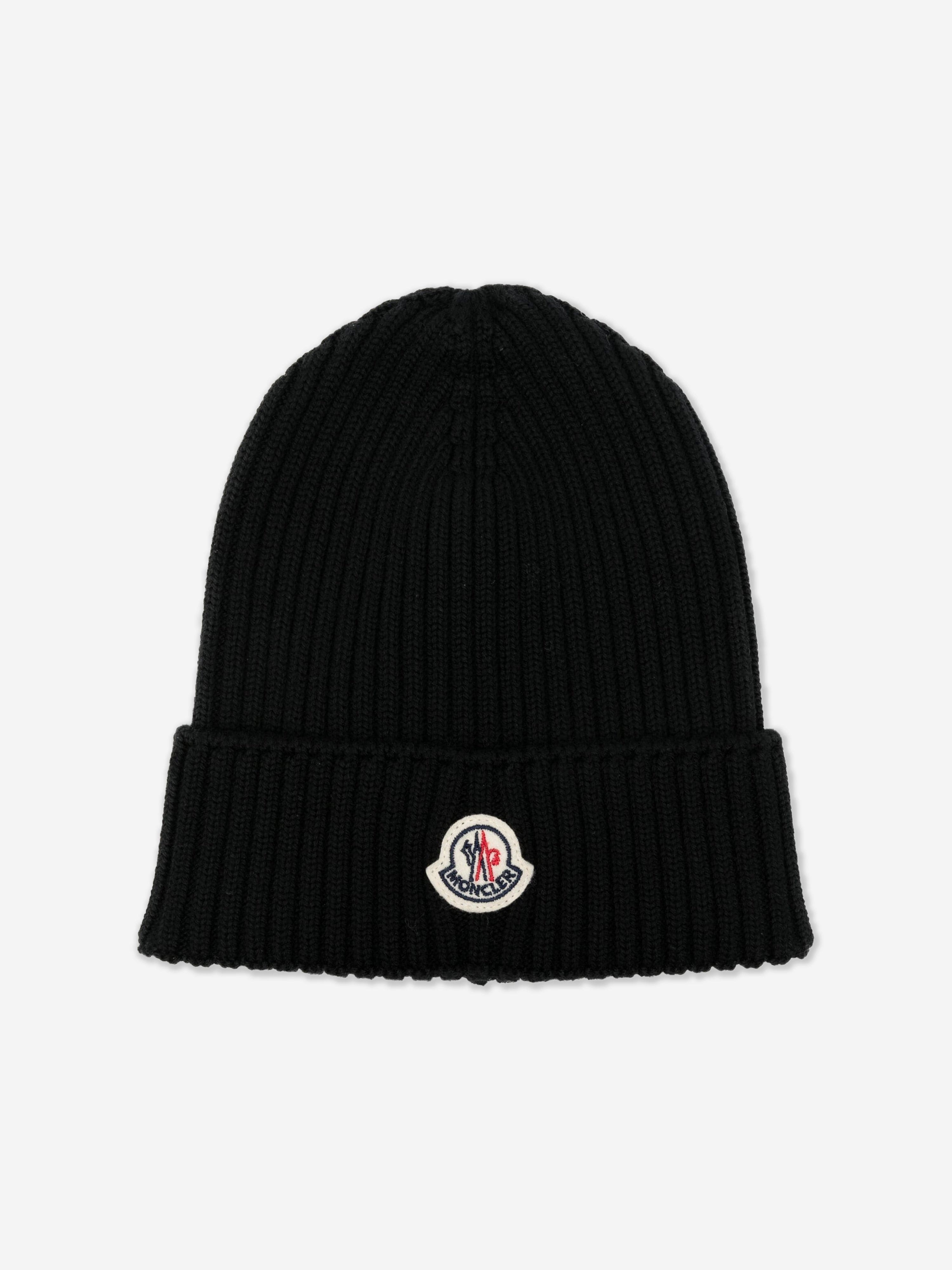 Moncler Enfant Boys Wool Beanie Hat in Black