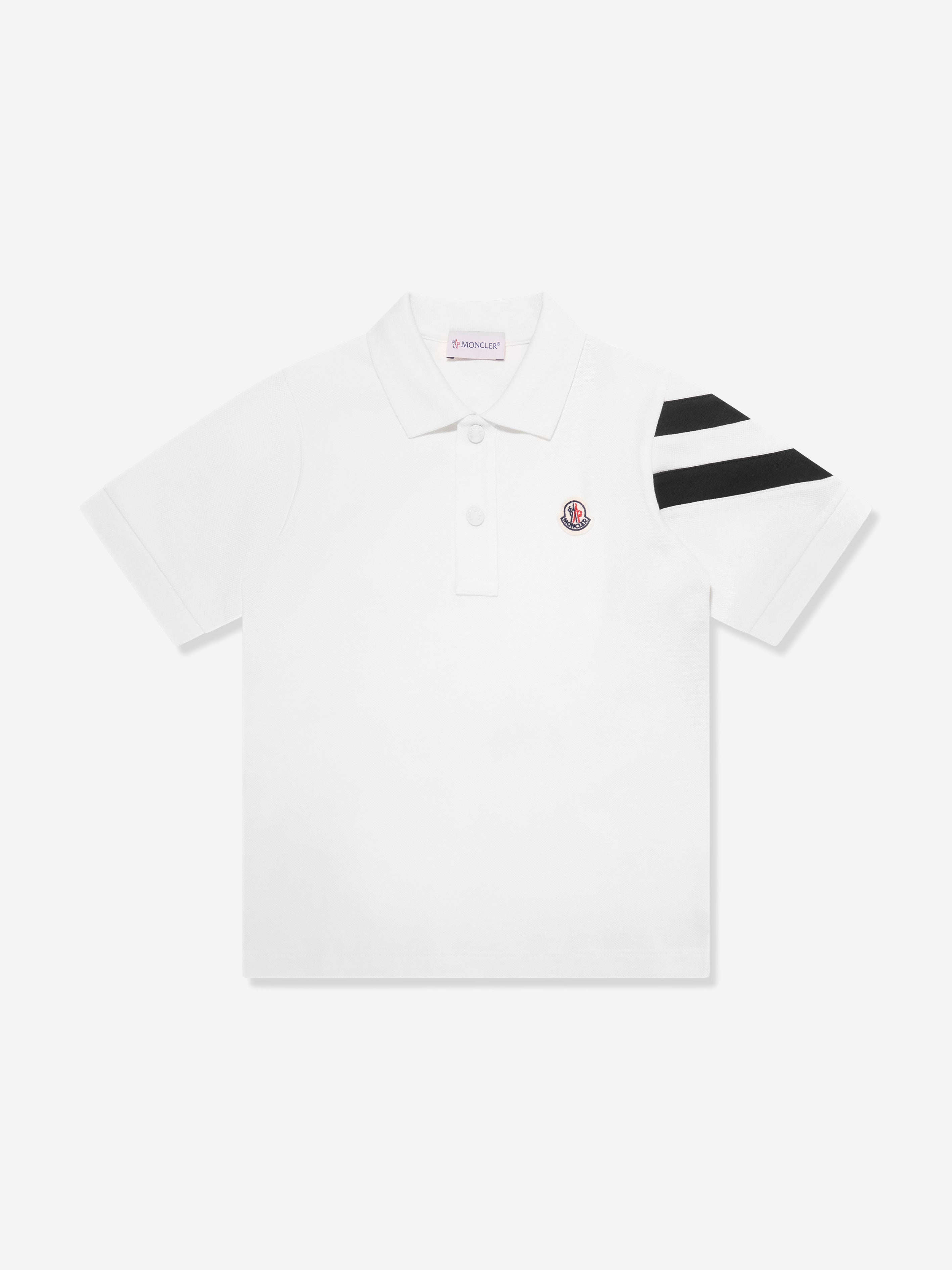 Moncler Enfant Boys Logo Polo Shirt in Ivory