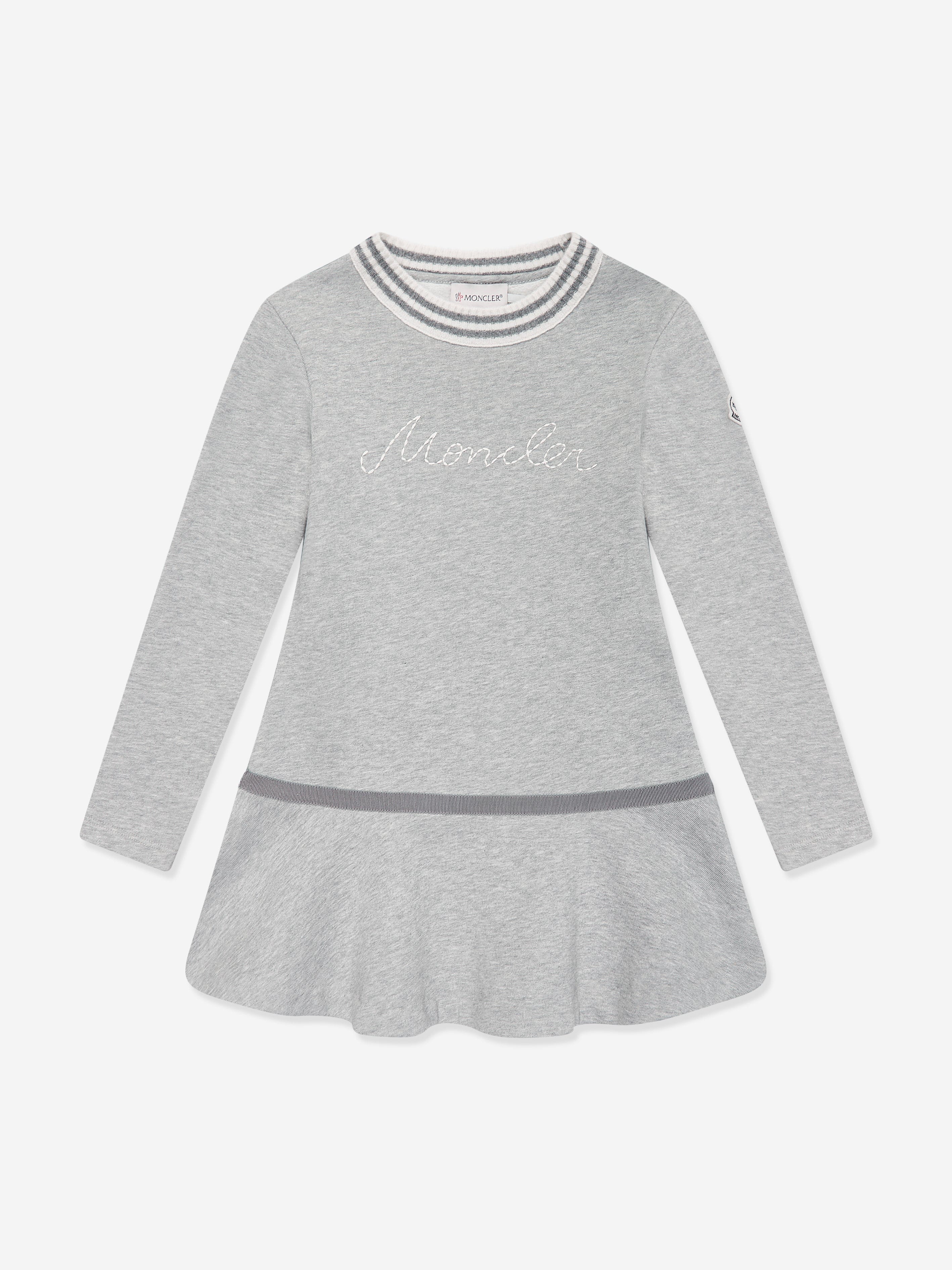 Moncler Enfant Girls Logo Sweater Dress in Grey