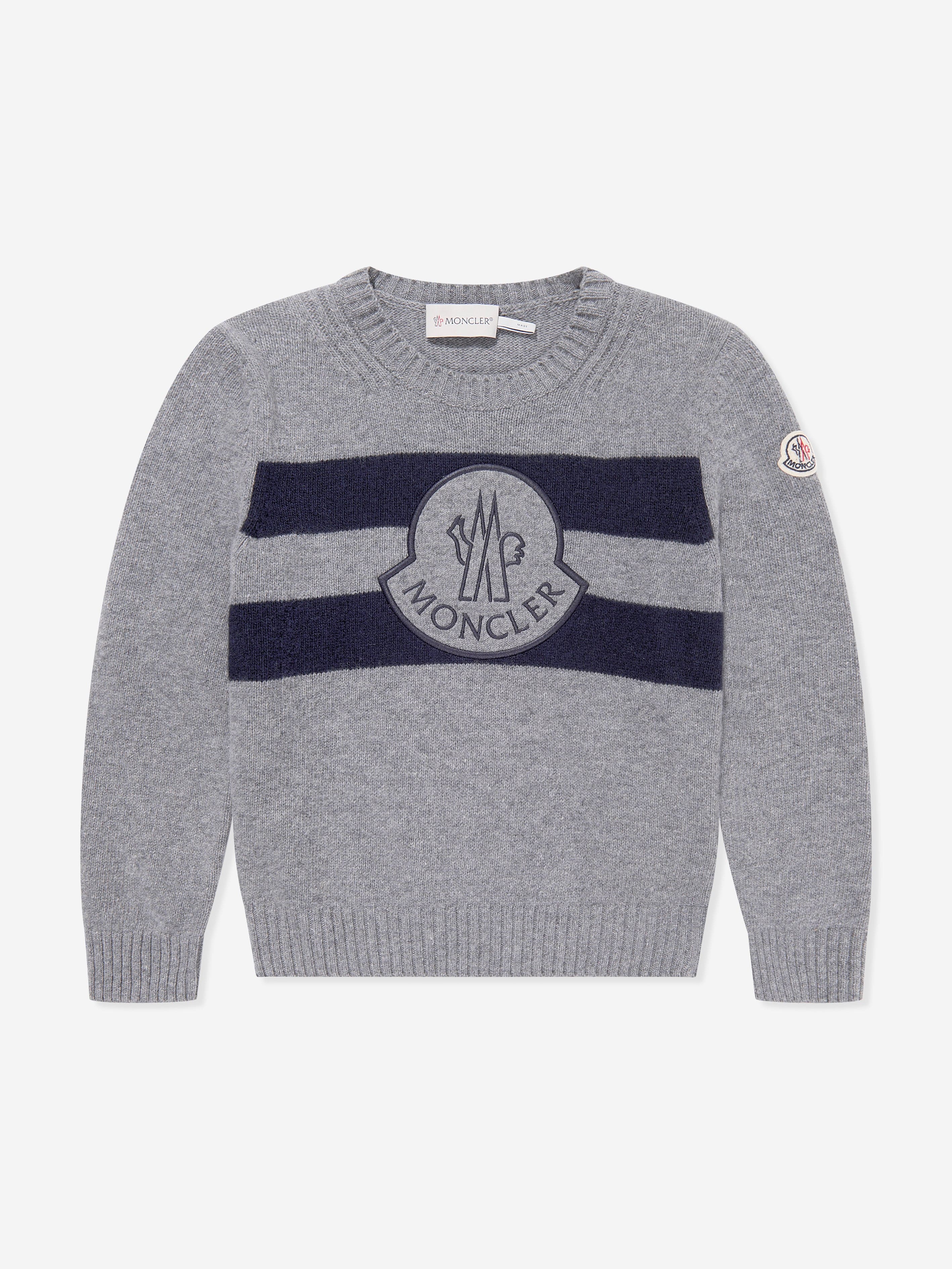 Moncler Enfant Boys Wool Knitted Jumper in Grey