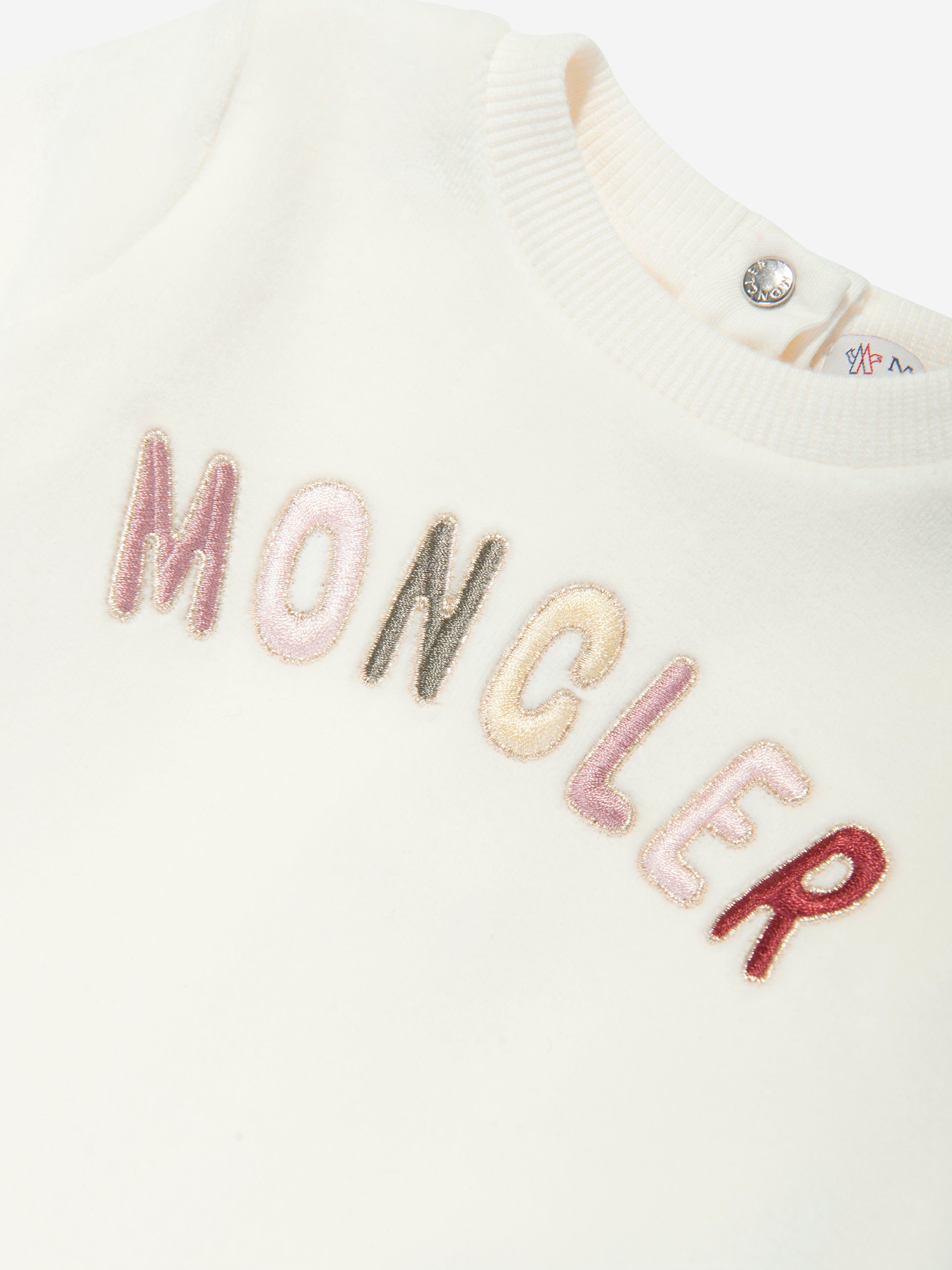 Moncler Enfant Baby Girls Logo Sweater Dress in Ivory