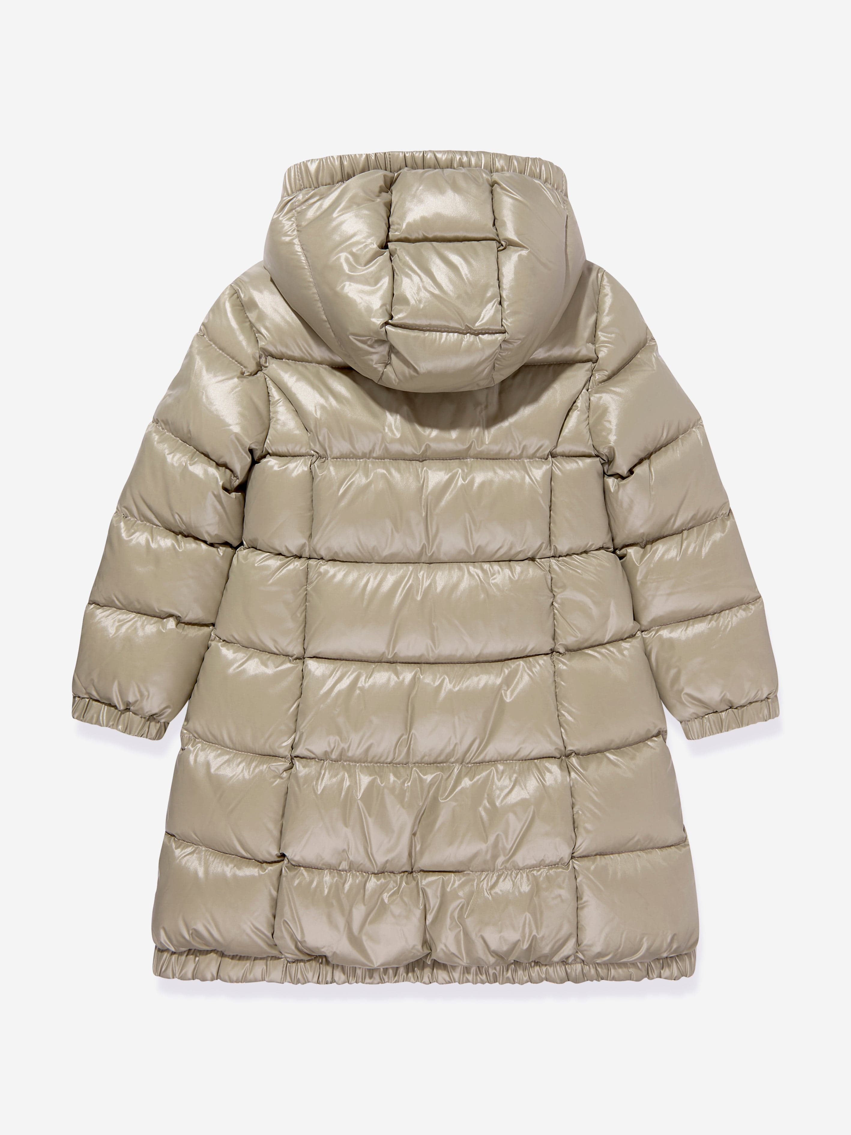 Moncler Enfant Girls Down Padded Bellevue Long Coat in Beige