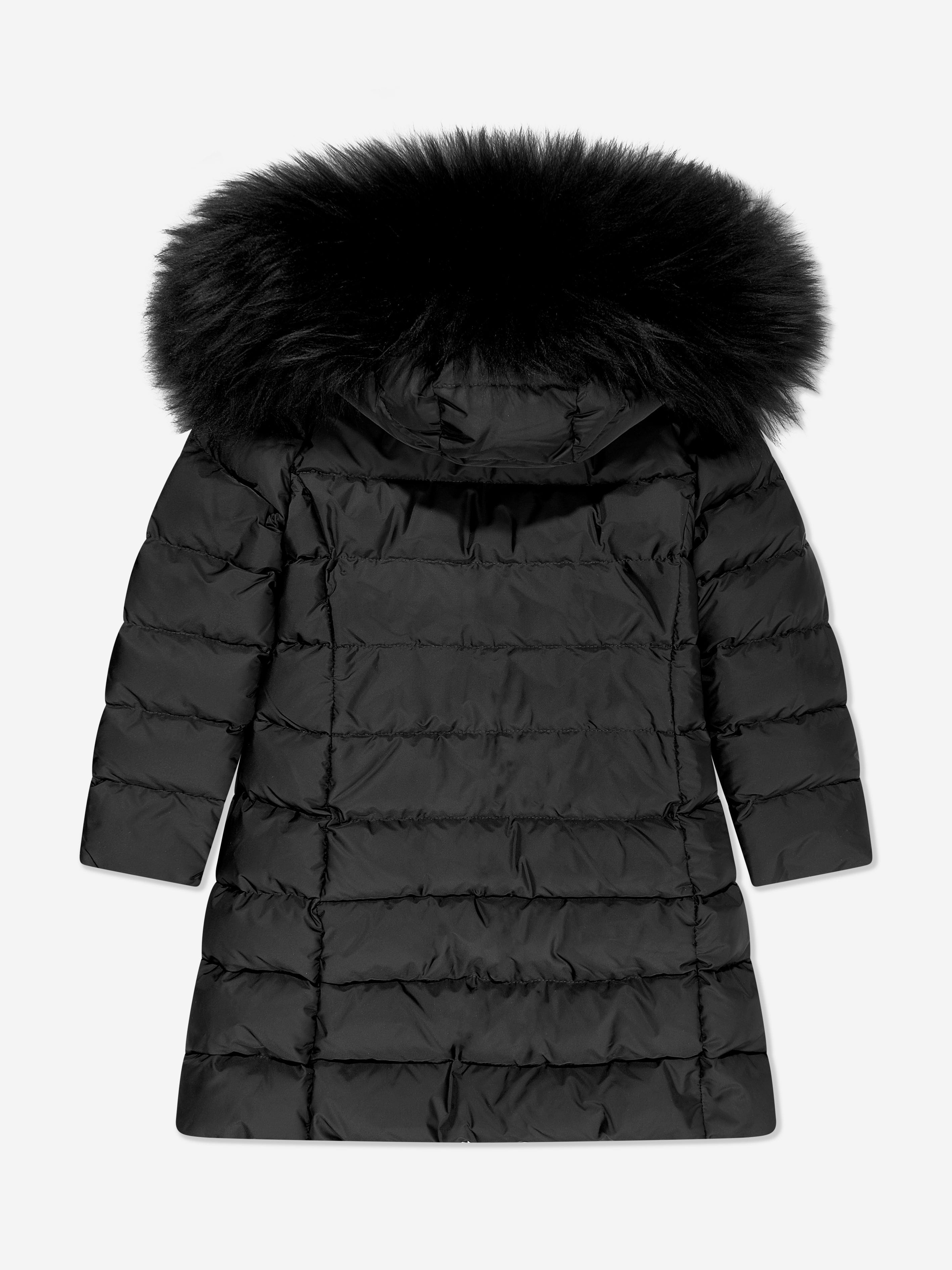 Moncler Enfant Girls Down Padded Abelle Long Coat in Black