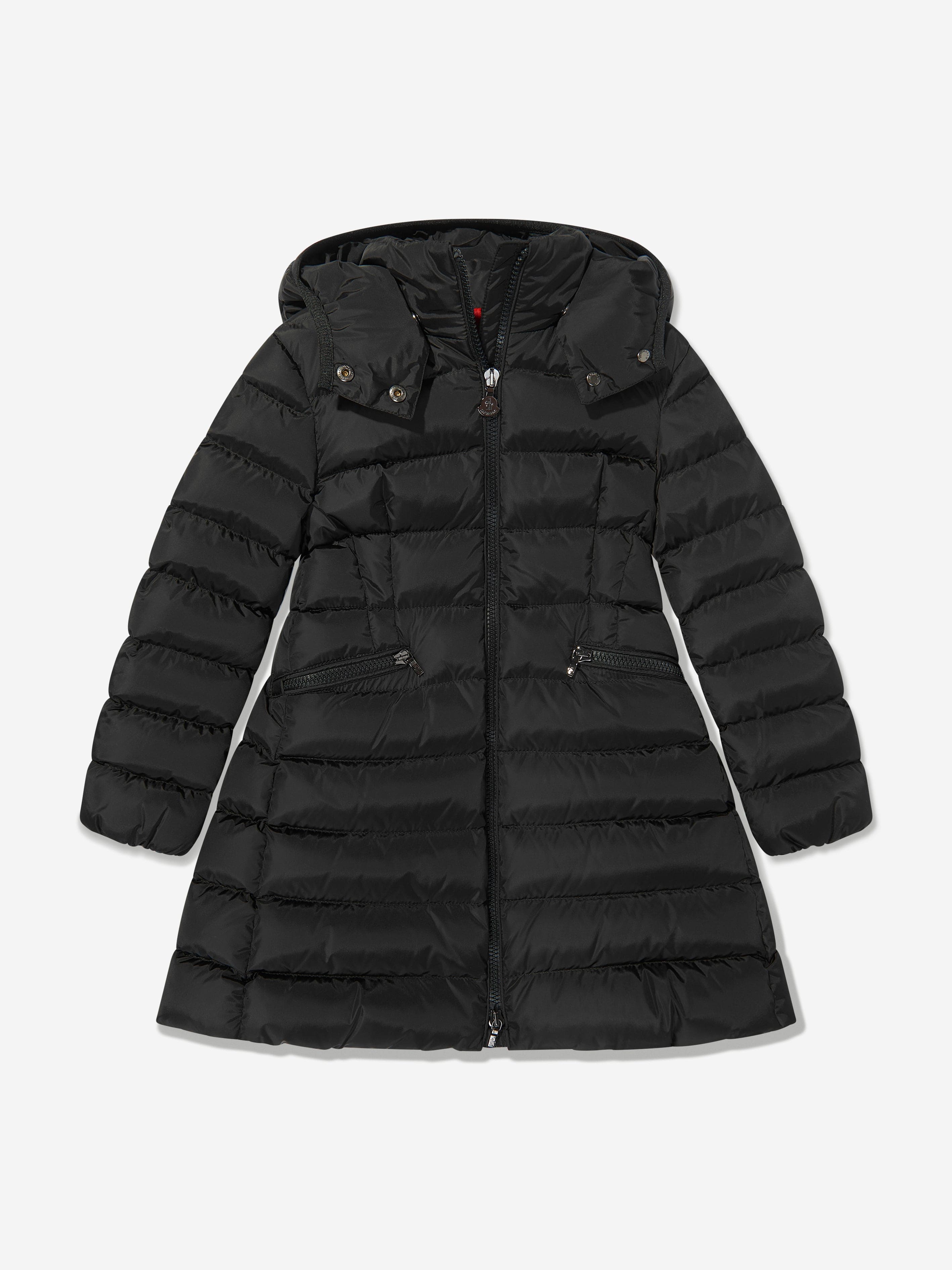 Girls Down Padded Charpal Long Coat in Black