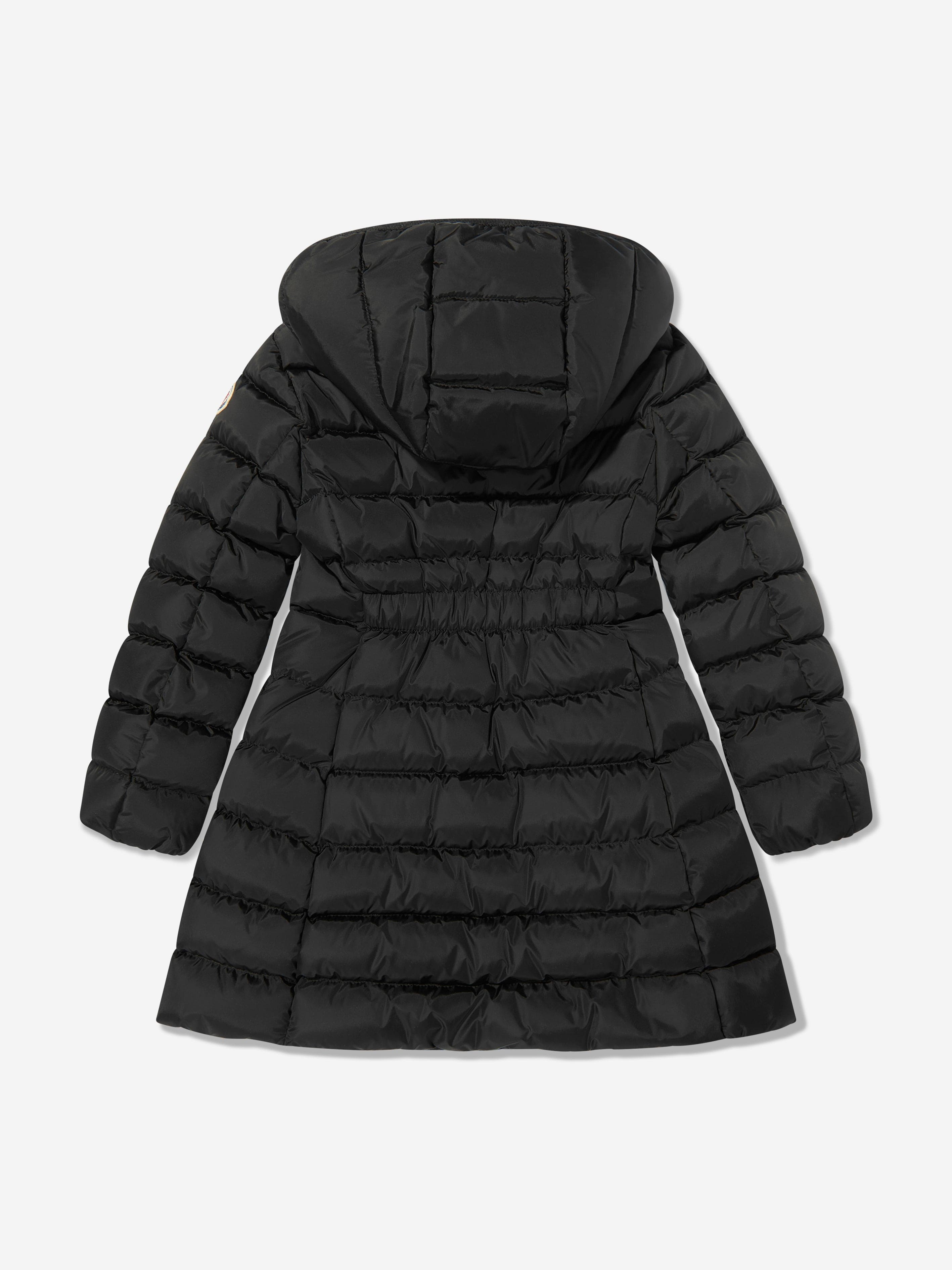 Girls Down Padded Charpal Long Coat in Black