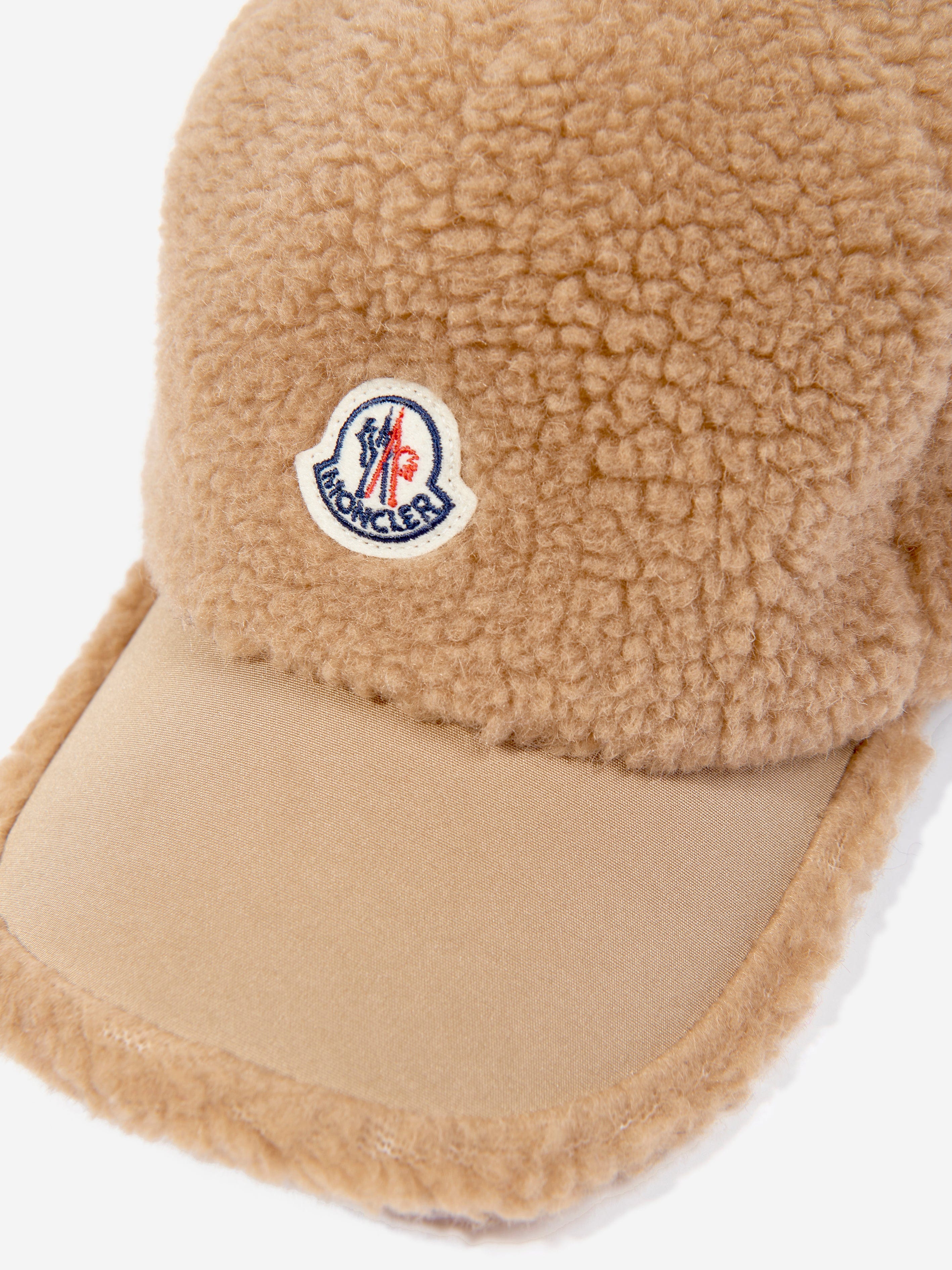 Moncler Enfant Boys Fleece Logo Baseball Cap in Beige