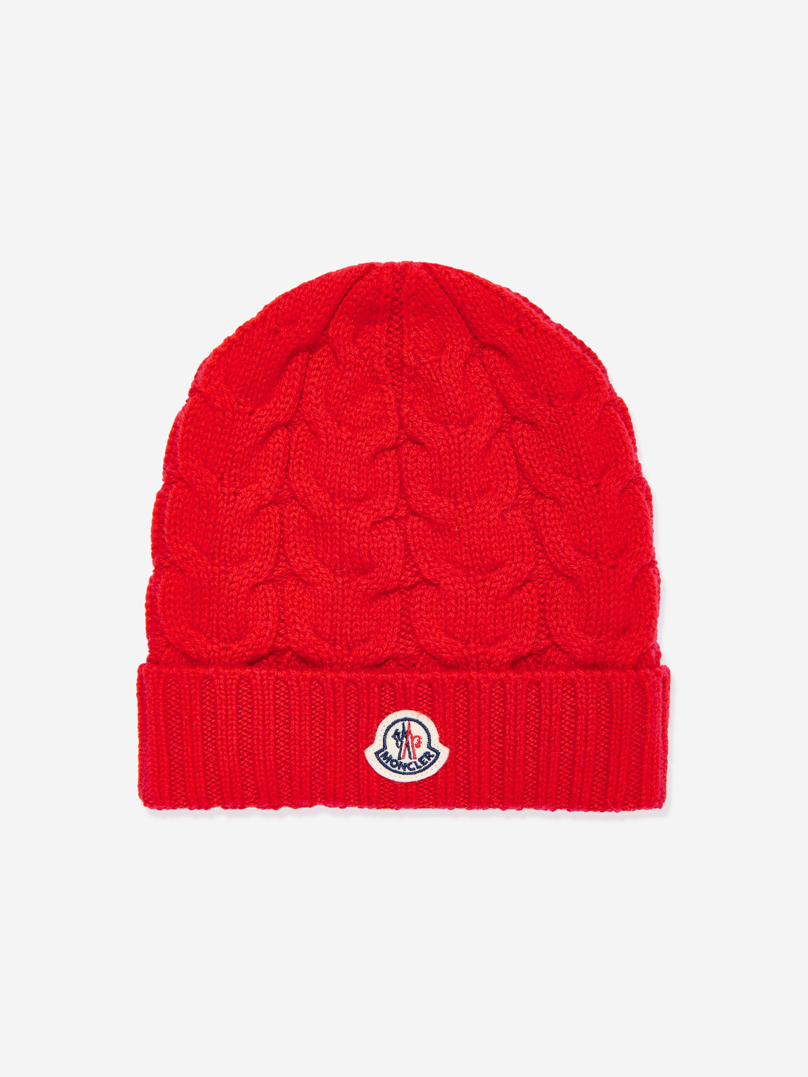 Moncler Enfant Boys Logo Beanie Hat in Red