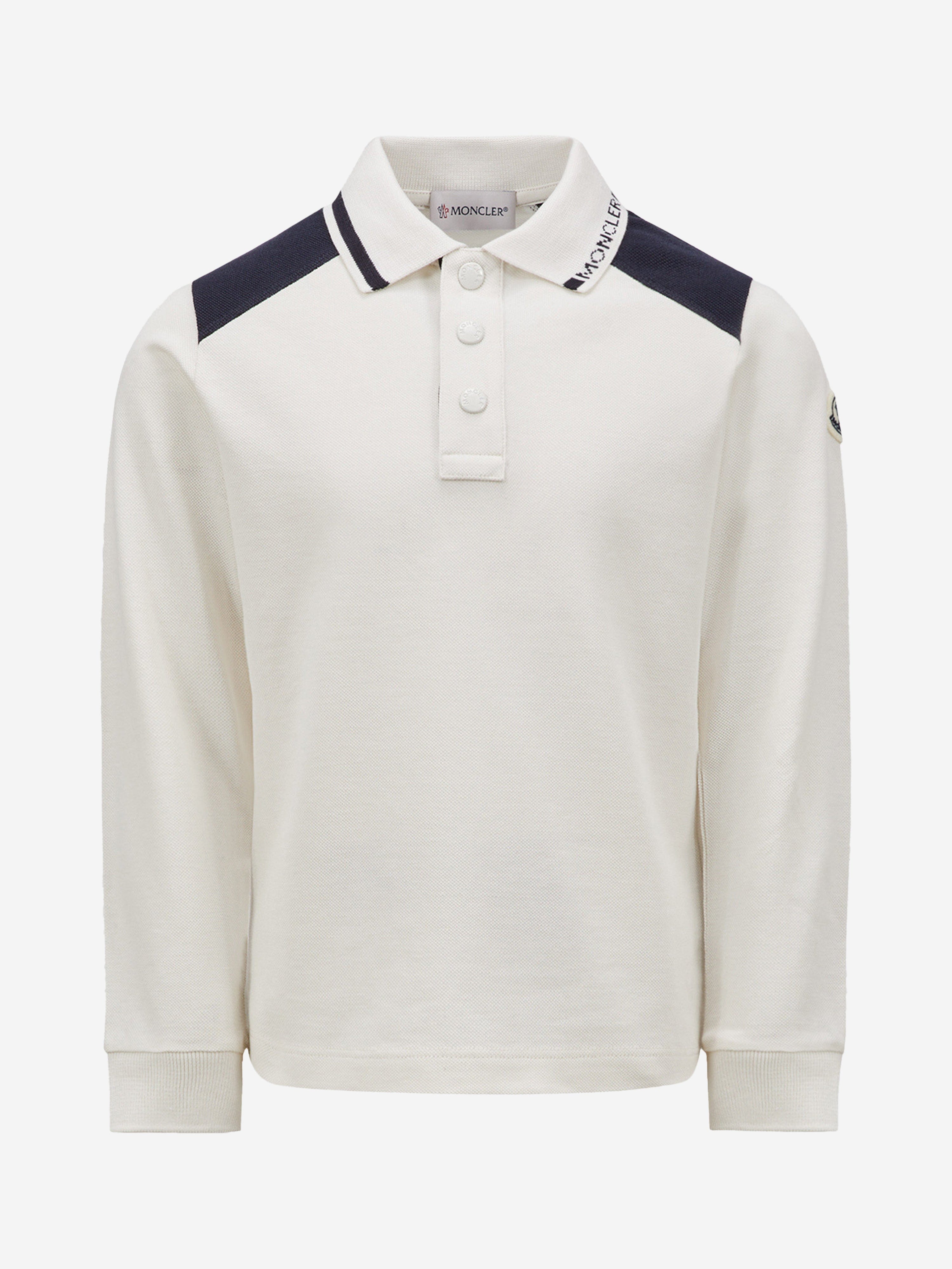 Boys Long Sleeve Polo Shirt in White