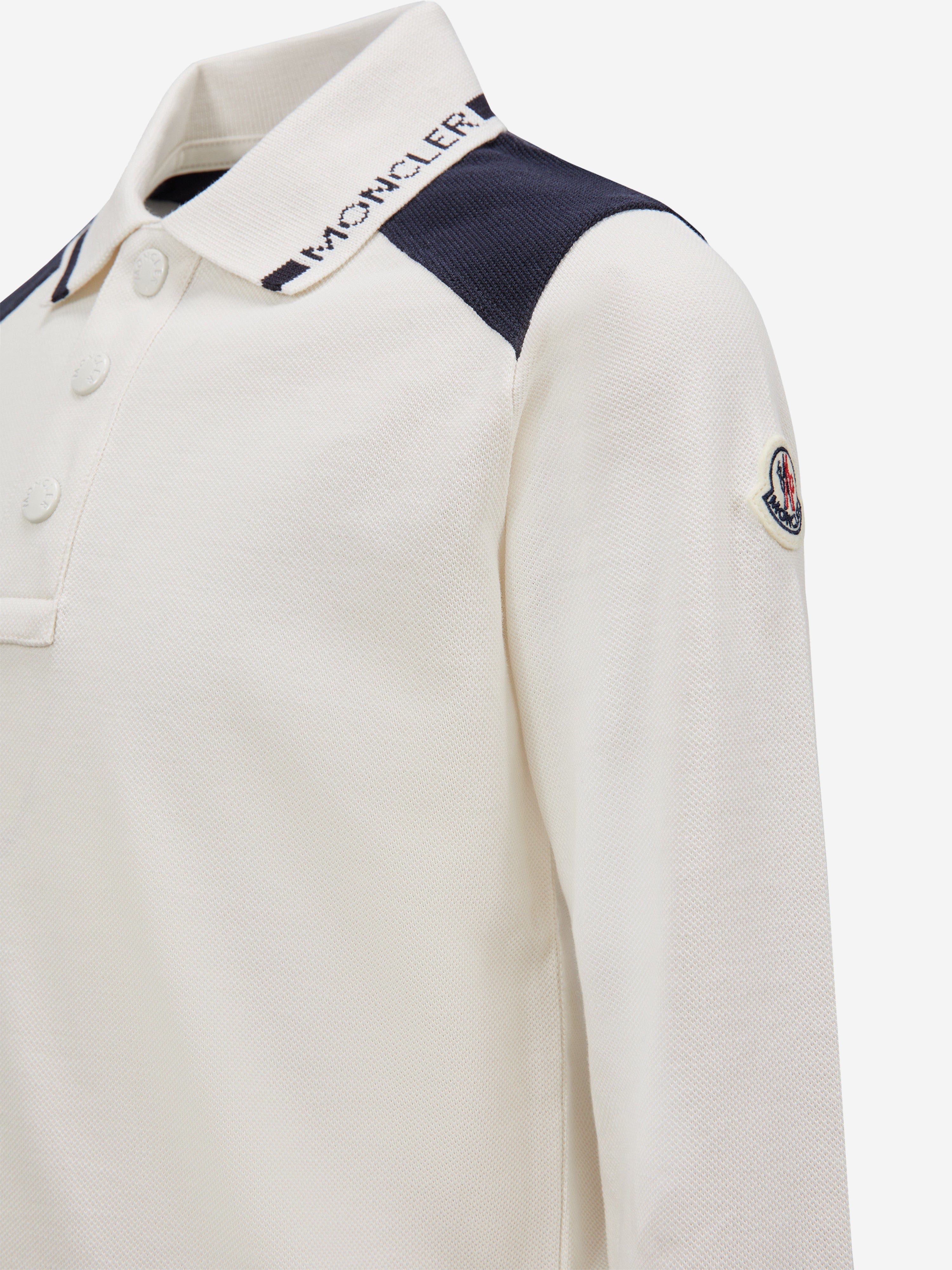 Boys Long Sleeve Polo Shirt in White