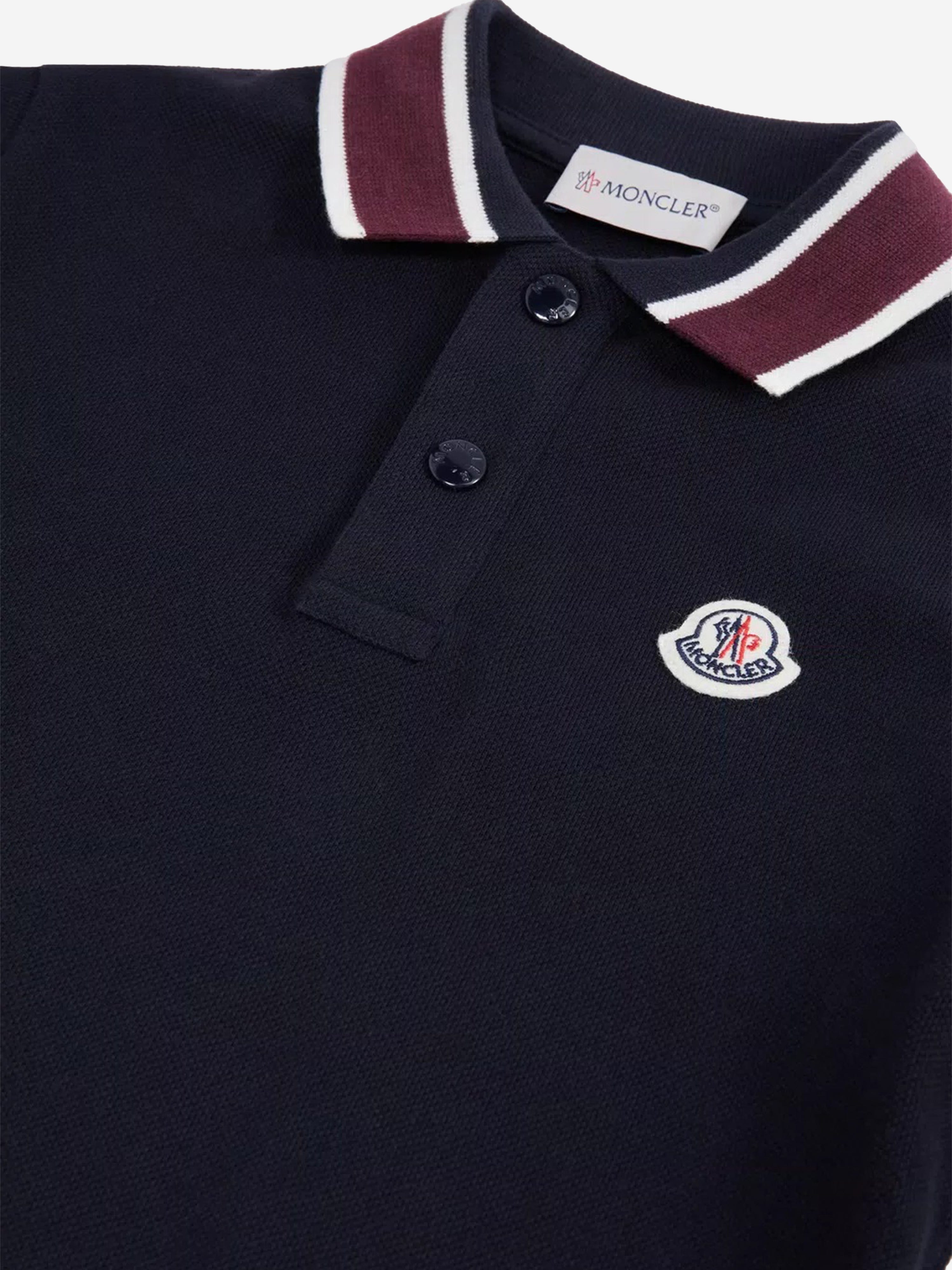 Moncler Enfant Boys Long Sleeve Polo Shirt in Navy